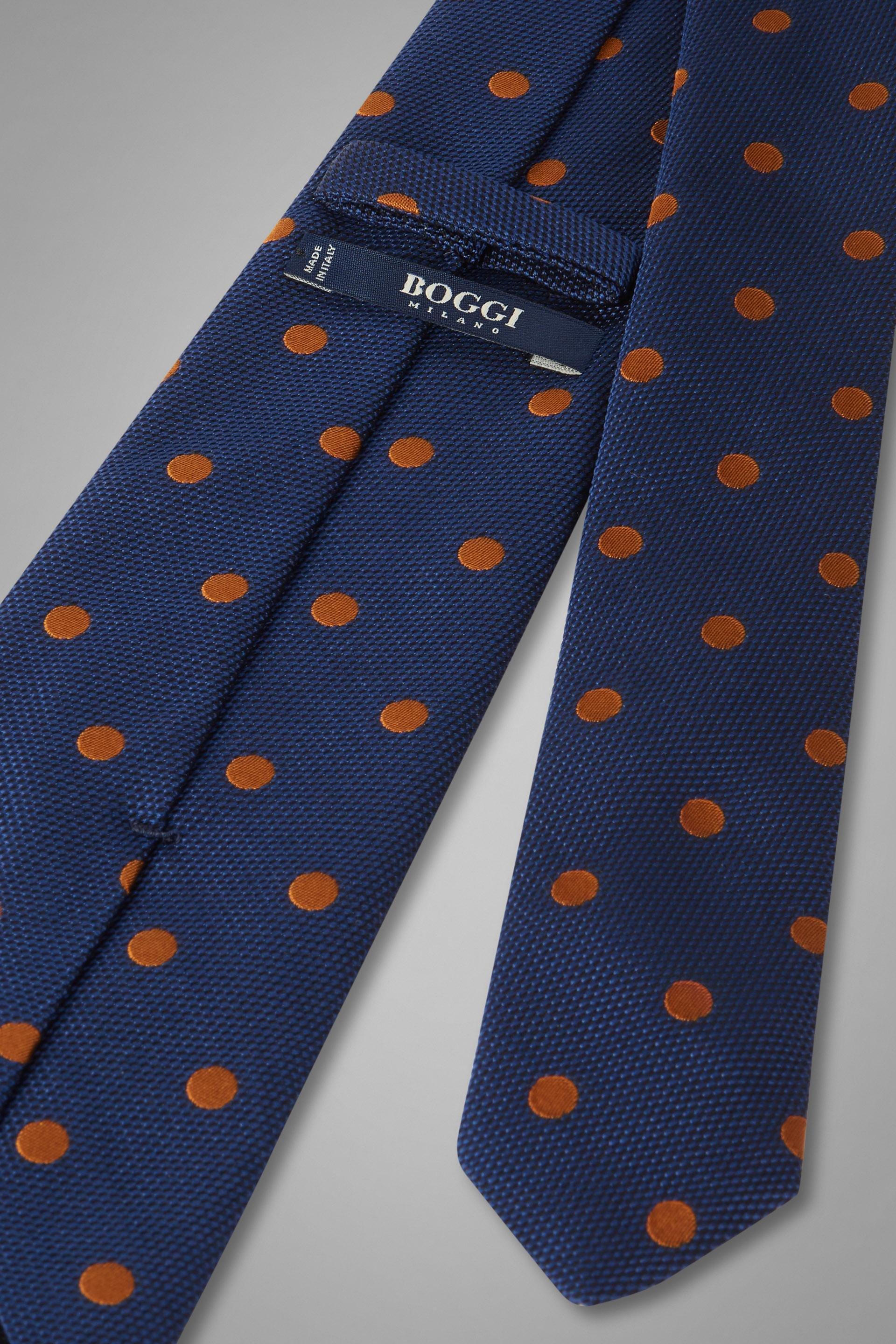 Blue Polka Dot Silk/Cotton Jacquard Tie For Men, , large image number 1