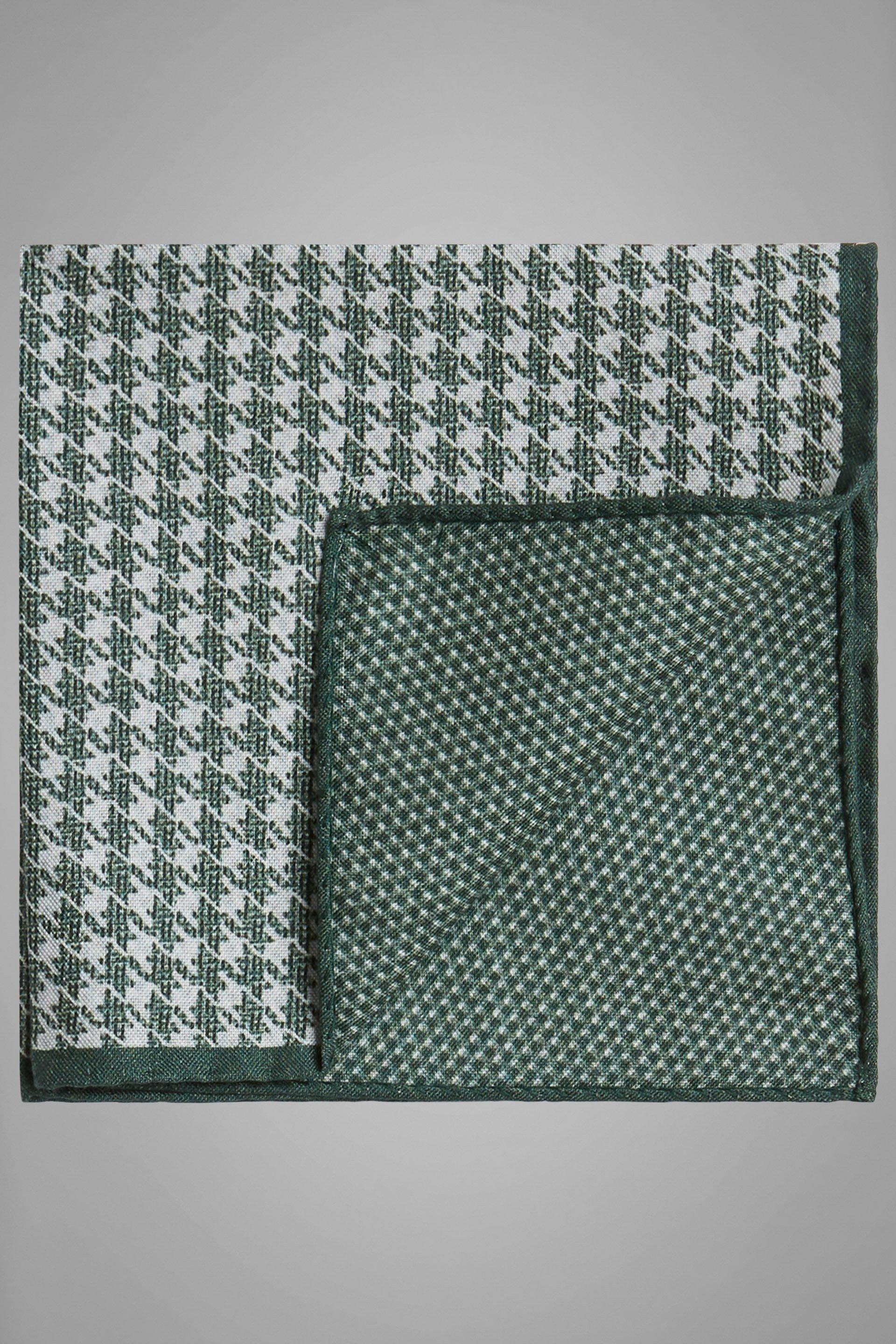 Green Double-Sided Printed Silk Pocket Square, Green, large image number 0