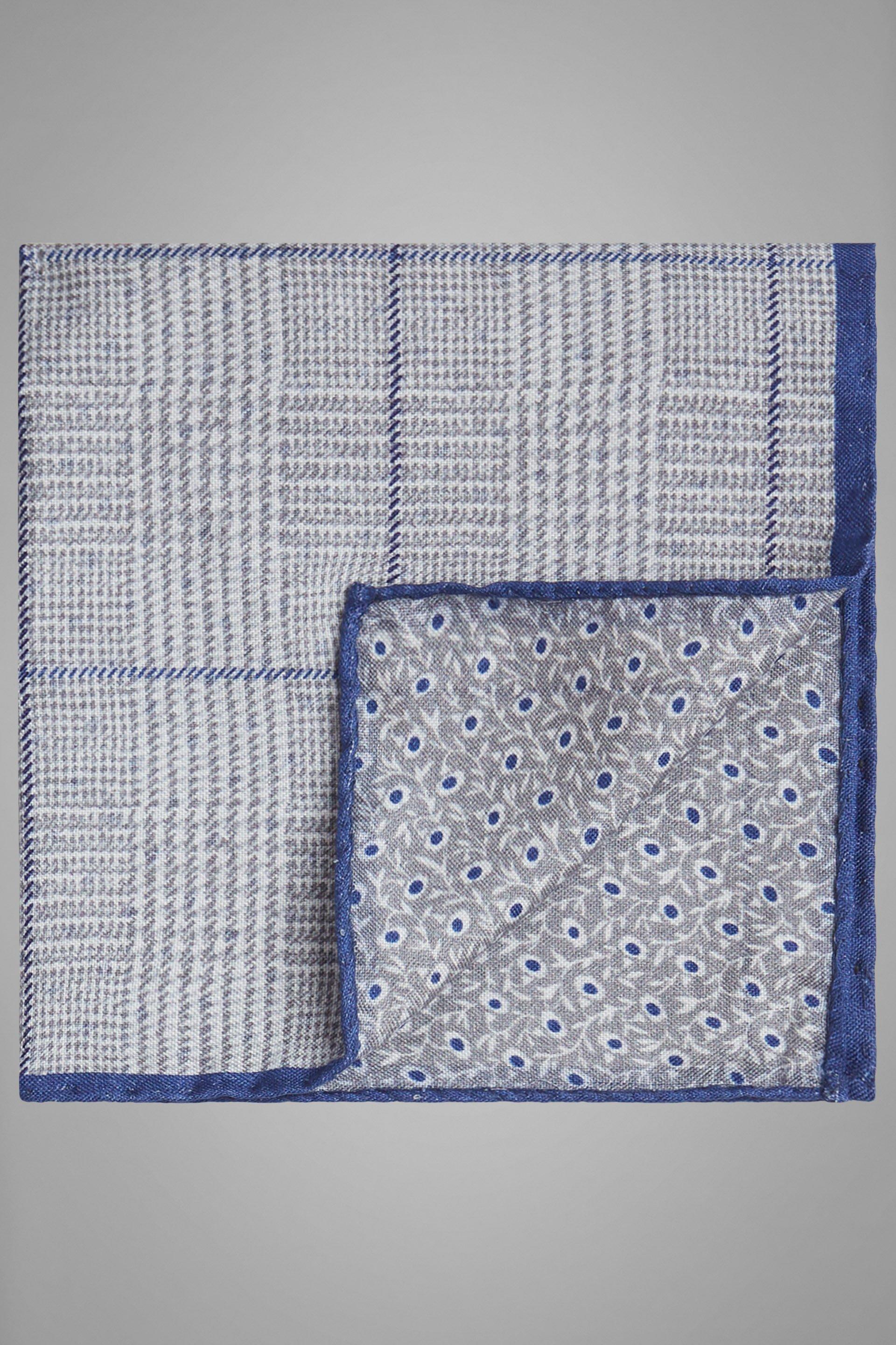 Grey Double-Sided Printed Silk Pocket Square, Light grey, large image number 0