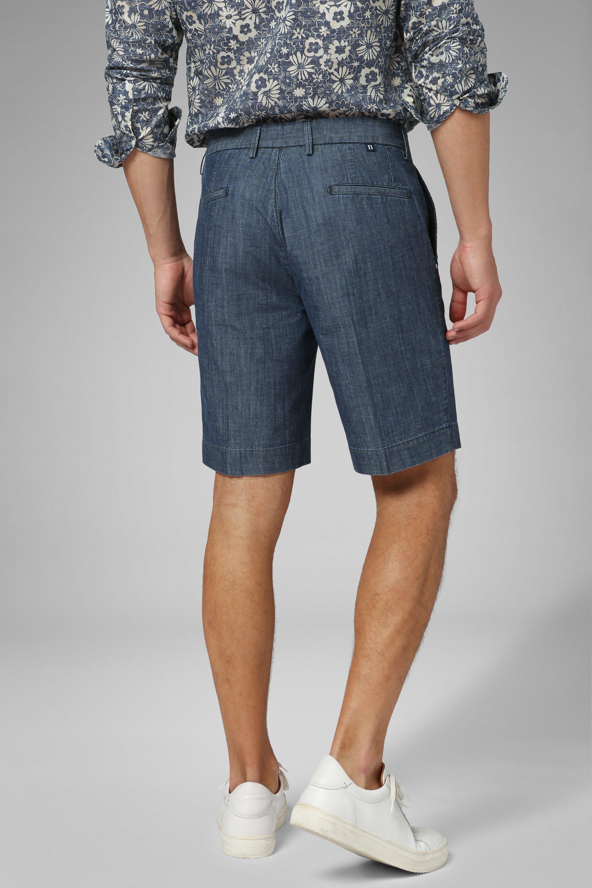 Blue Cotton Bermuda Shorts - Slim, , large image number 2