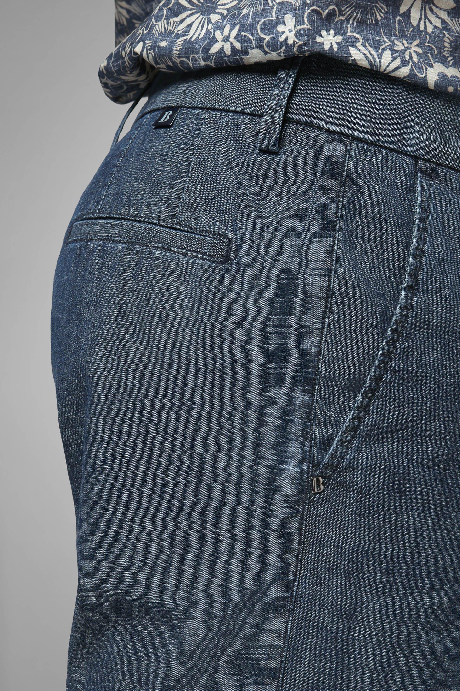 Blue Cotton Bermuda Shorts - Slim, , large image number 4