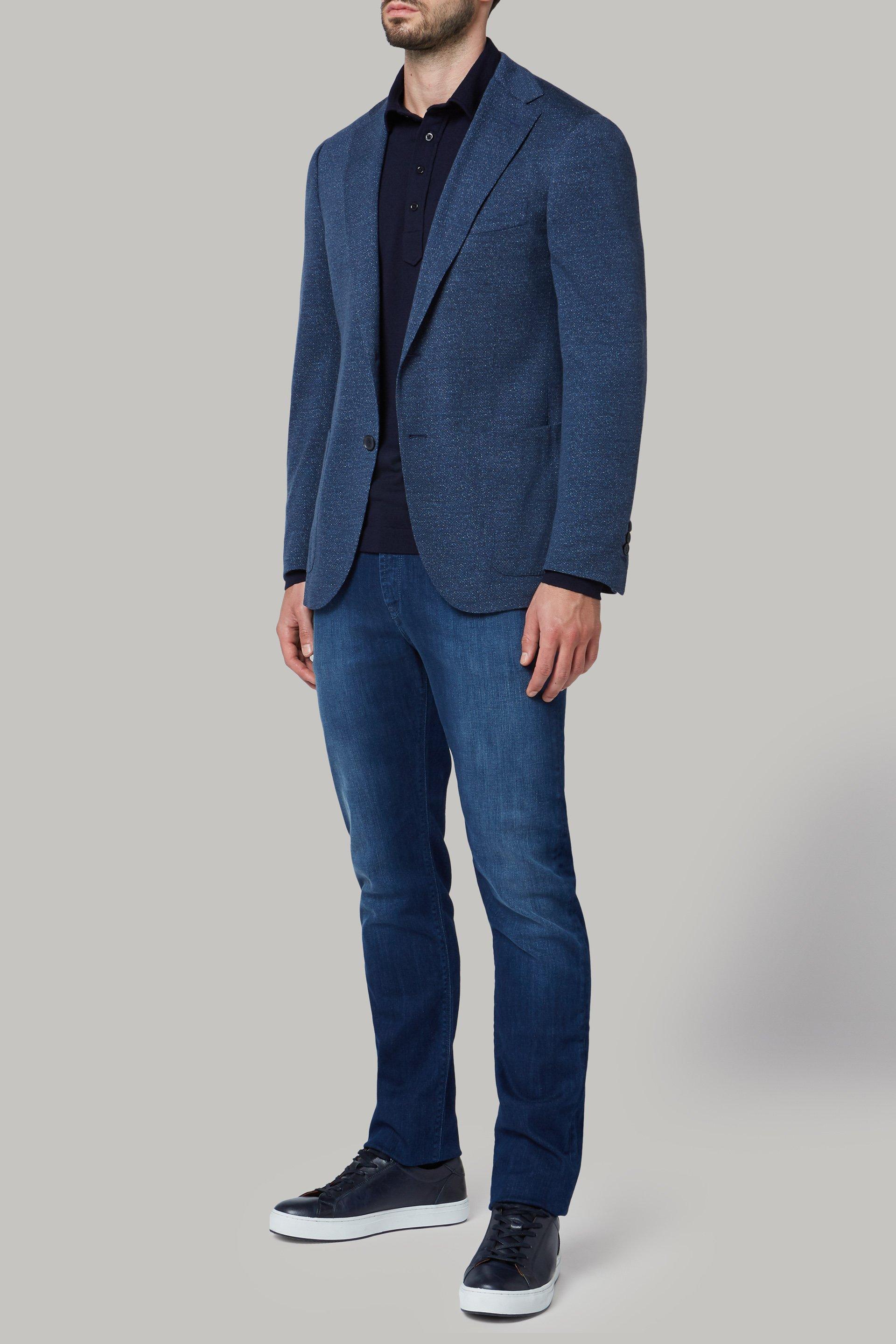 Blue Blue Printed Wool Jersey Como Blazer, Blue, medium