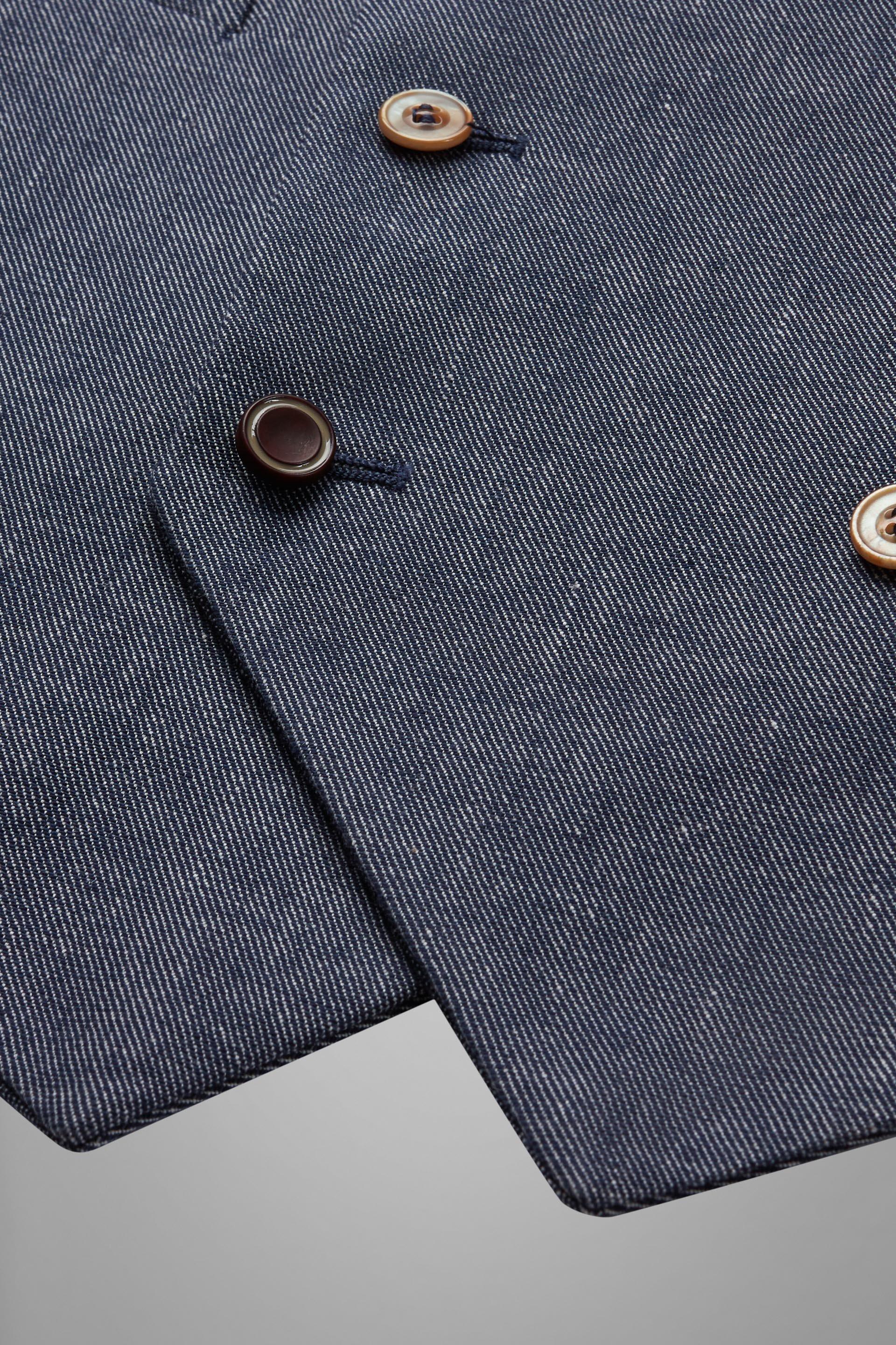 Blue Cotton Double-Breasted Waistcoat, , large image number 5