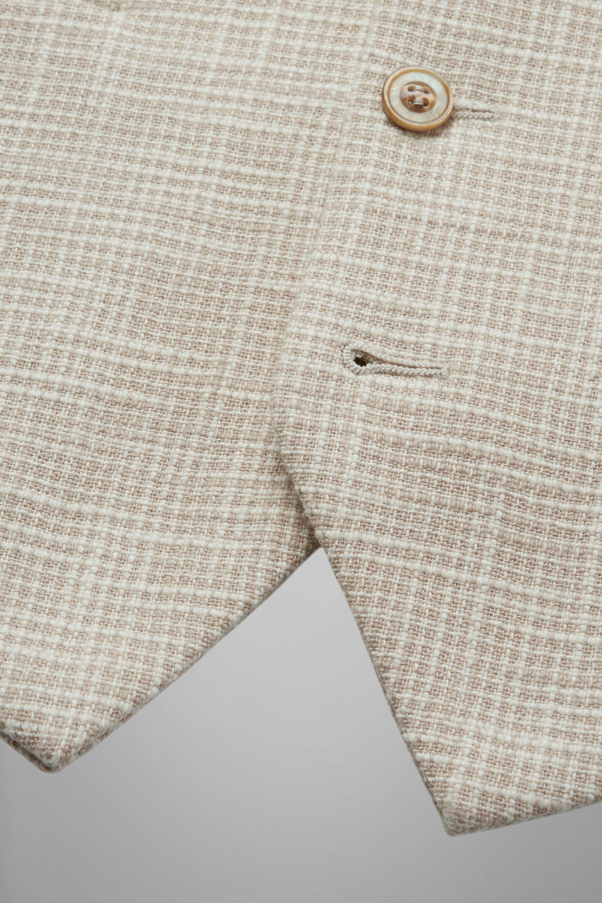 Beige Cotton Peaked Lapel Waistcoat, , large image number 5