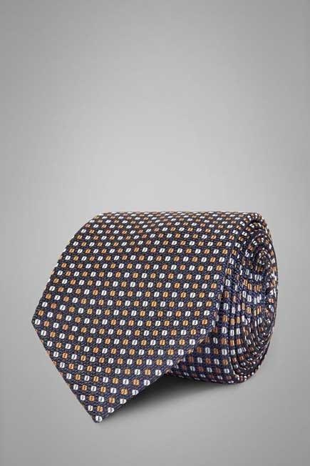 Blue Patterned Silk Jacquard Tie For Men, , large image number 0