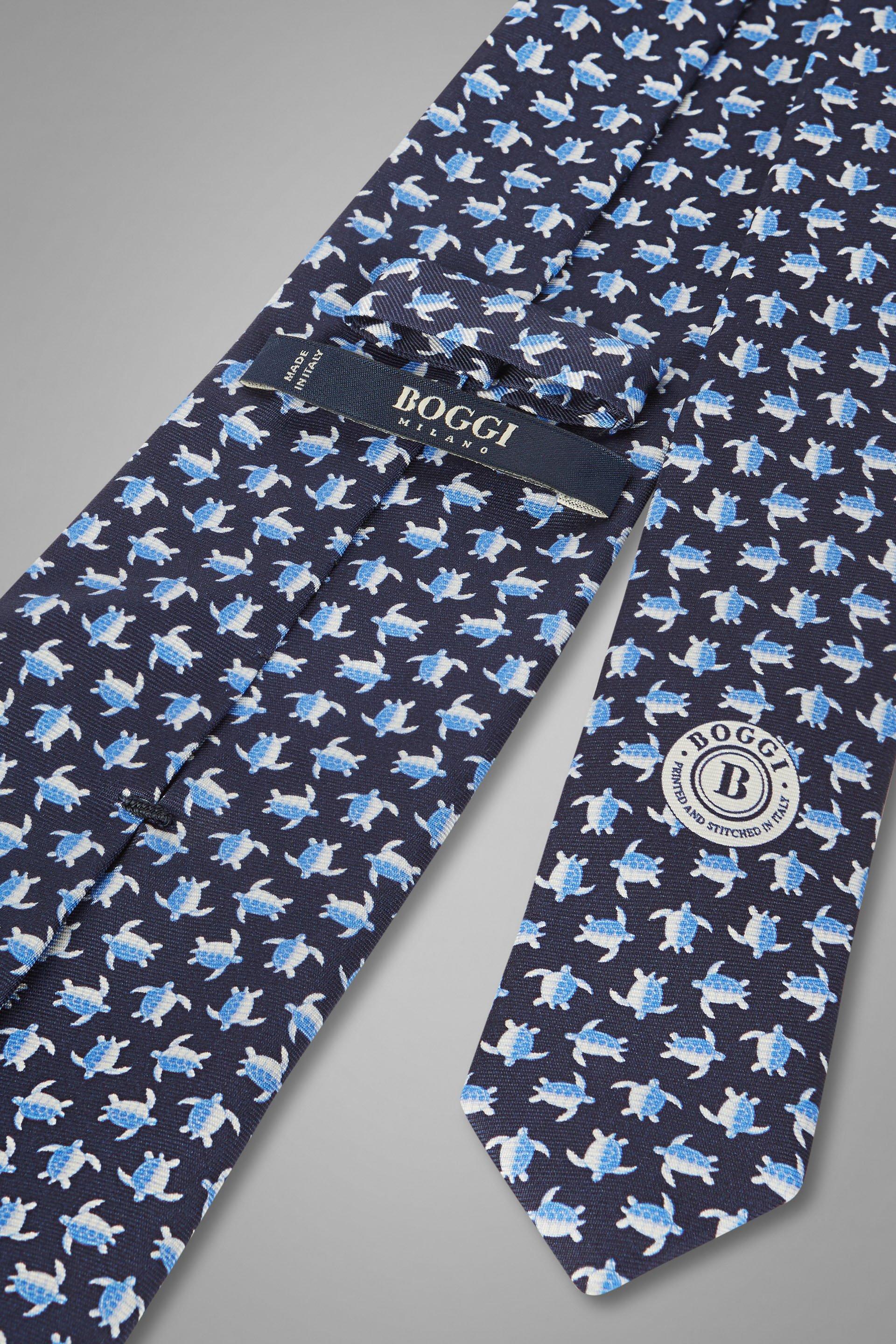 Blue Turtle Pattern Silk Tie, , large image number 1