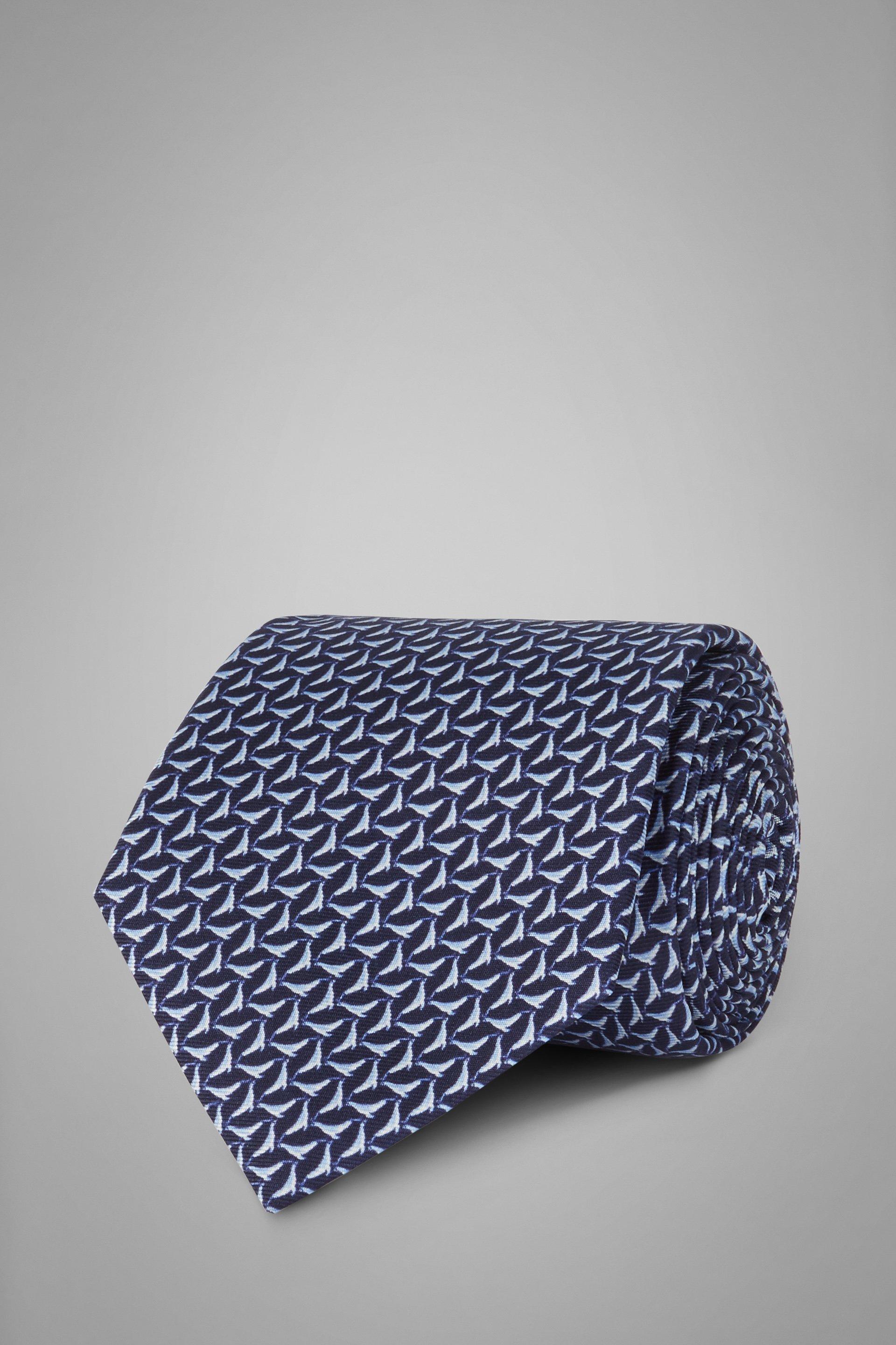 Blue Seal Print Silk Tie, , large image number 0