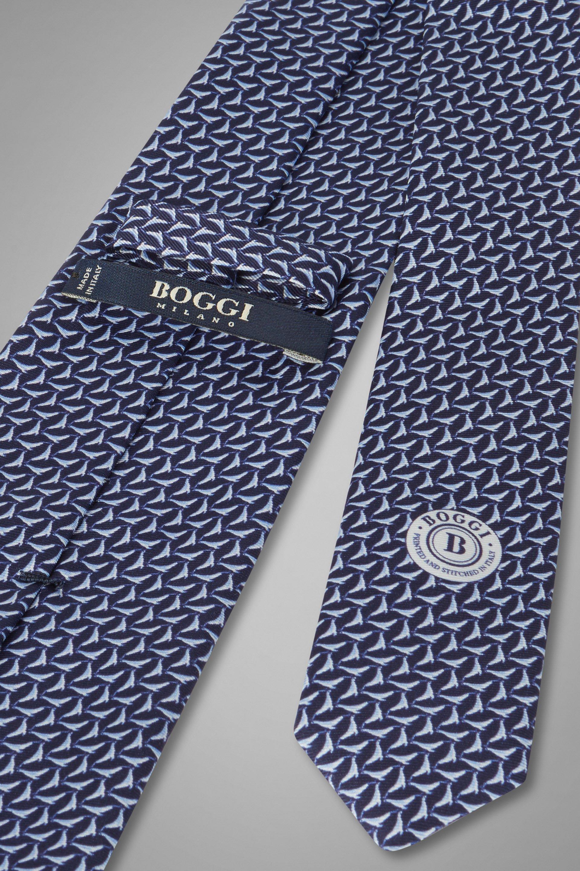 Blue Seal Print Silk Tie, , large image number 1