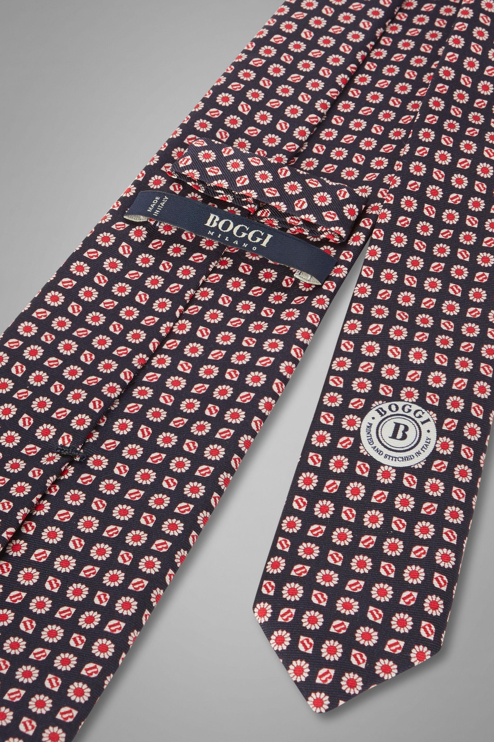 Blue Printed Silk Tie With B Logo For Men, , large image number 2