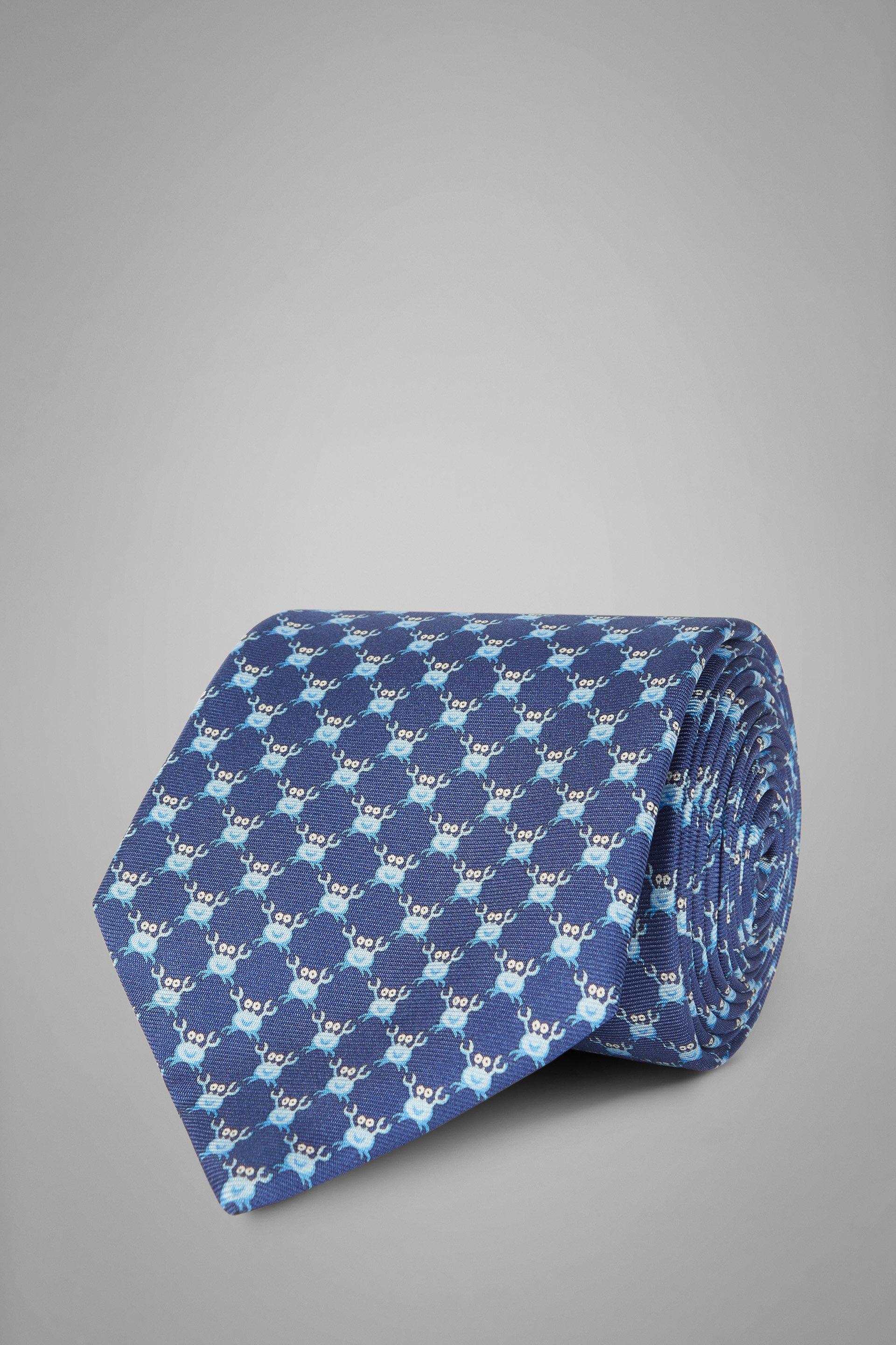 Blue  Crab Print Silk Tie, Blue - Light blue, large image number 0