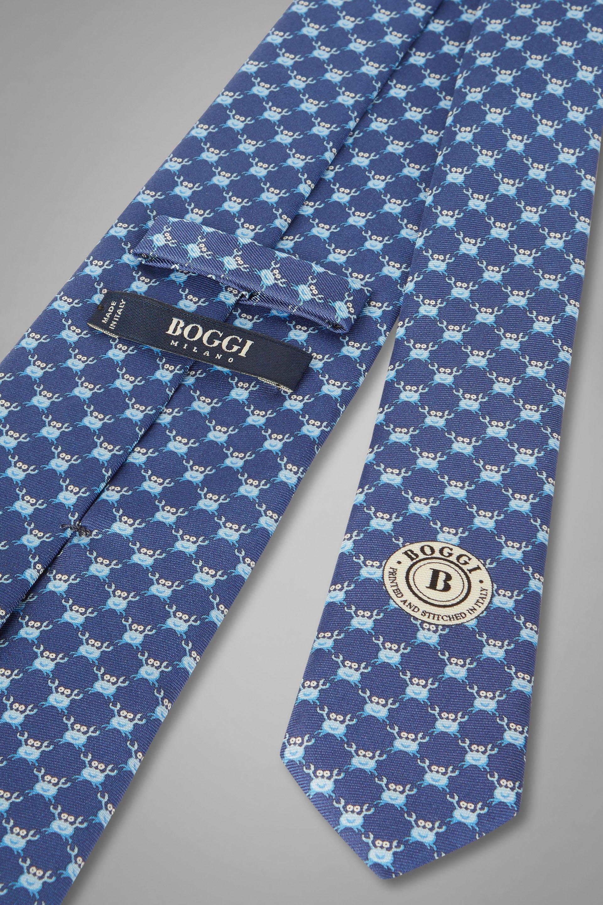 Blue  Crab Print Silk Tie, Blue - Light blue, large image number 1