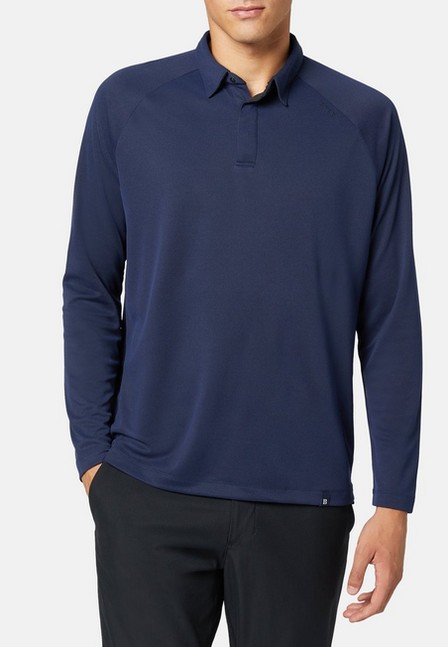 Boggi Milano - Navy Blue Long-Sleeved Polartec Power Dry Polo Shirt For Men - Regular