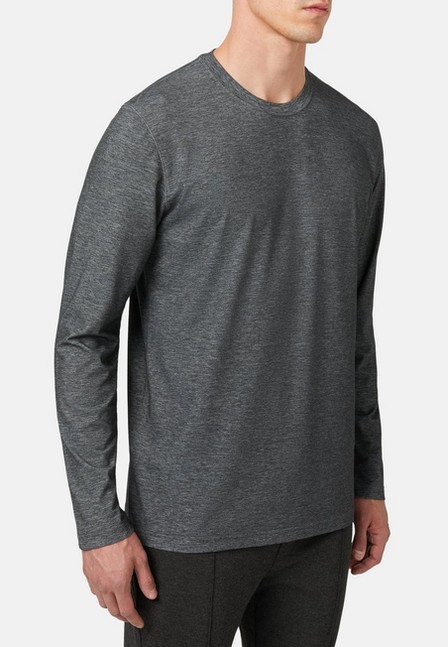 Boggi Milano - Charcoal Long-Sleeved Cotton/Nylon/Tencel T-Shirt For Men