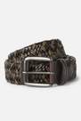 Boggi Milano - Brown/Green Stretch Woven Leather And Cotton Belt For Men