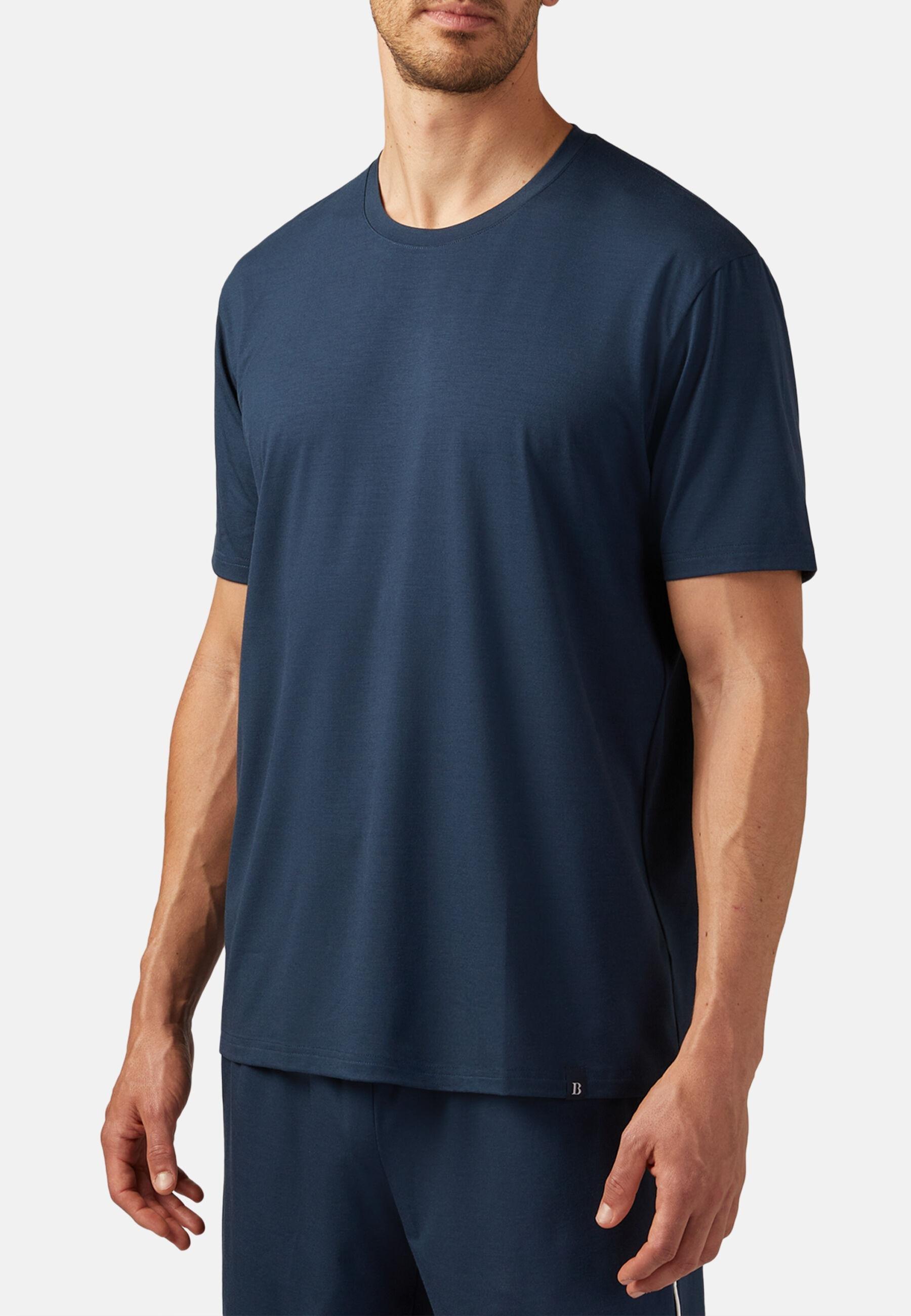 Pyjama T-Shirt in Viscose Blend, Navy Blue, Navy blue, large image number 4