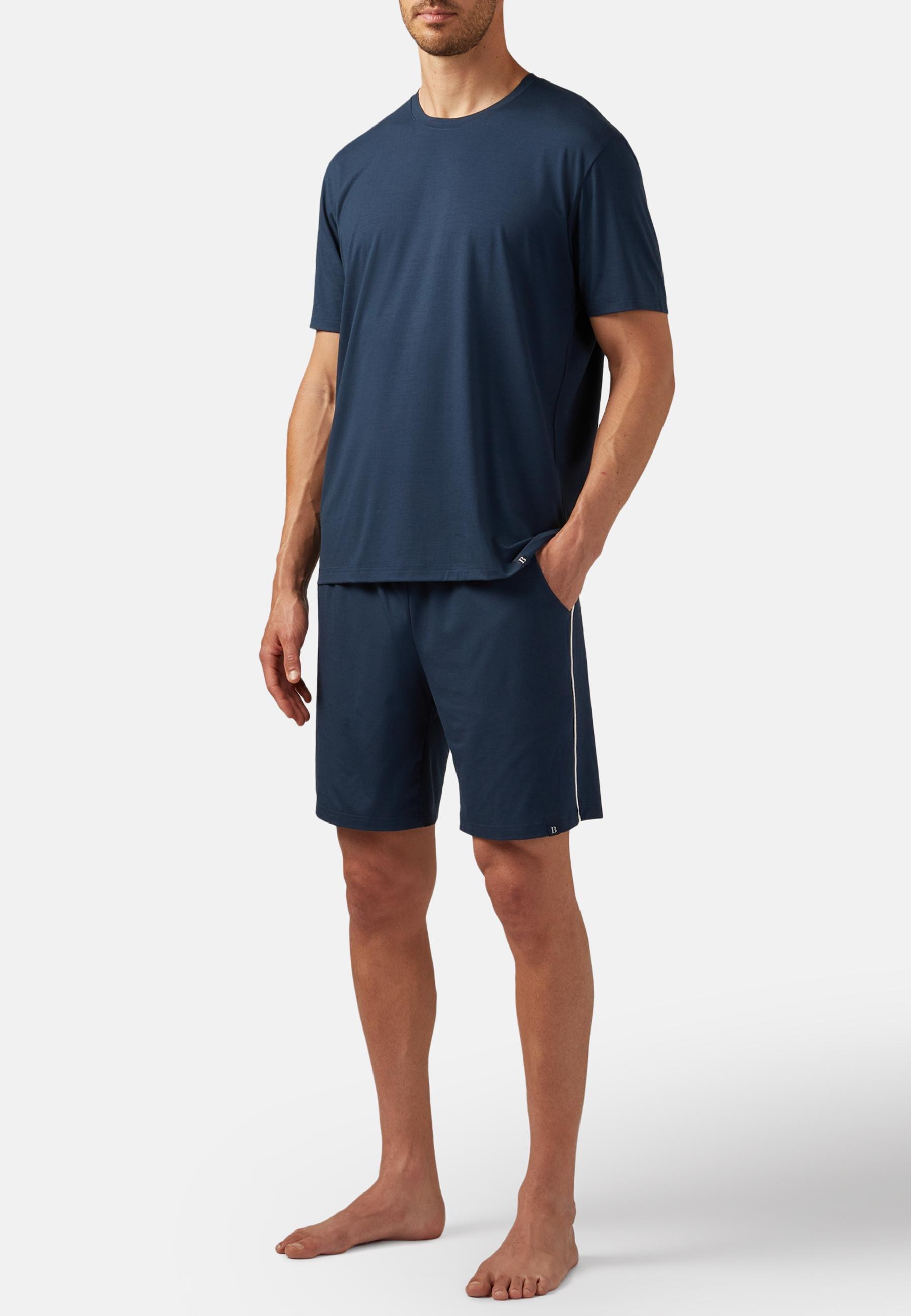 Viscose Blend Pyjama Bermuda Shorts Blue, , large image number 0