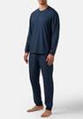 Boggi Milano - Blue Long-Sleeved Viscose Blend Pyjama T-Shirt