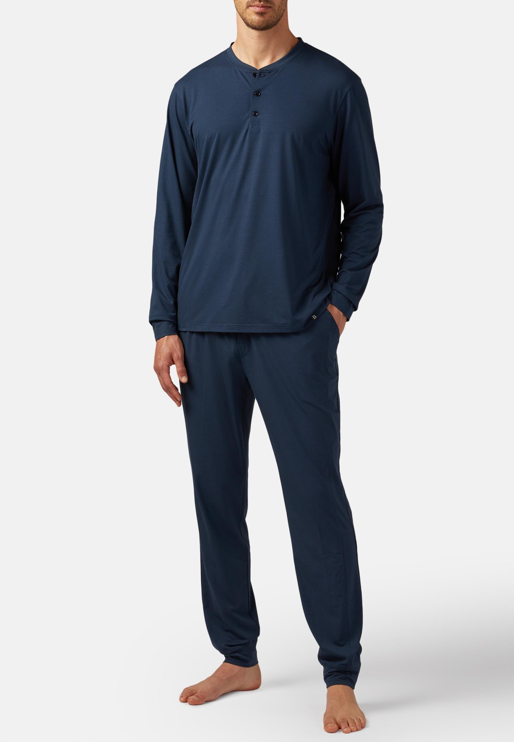 Blue Viscose Blend Pyjama Pants, , medium