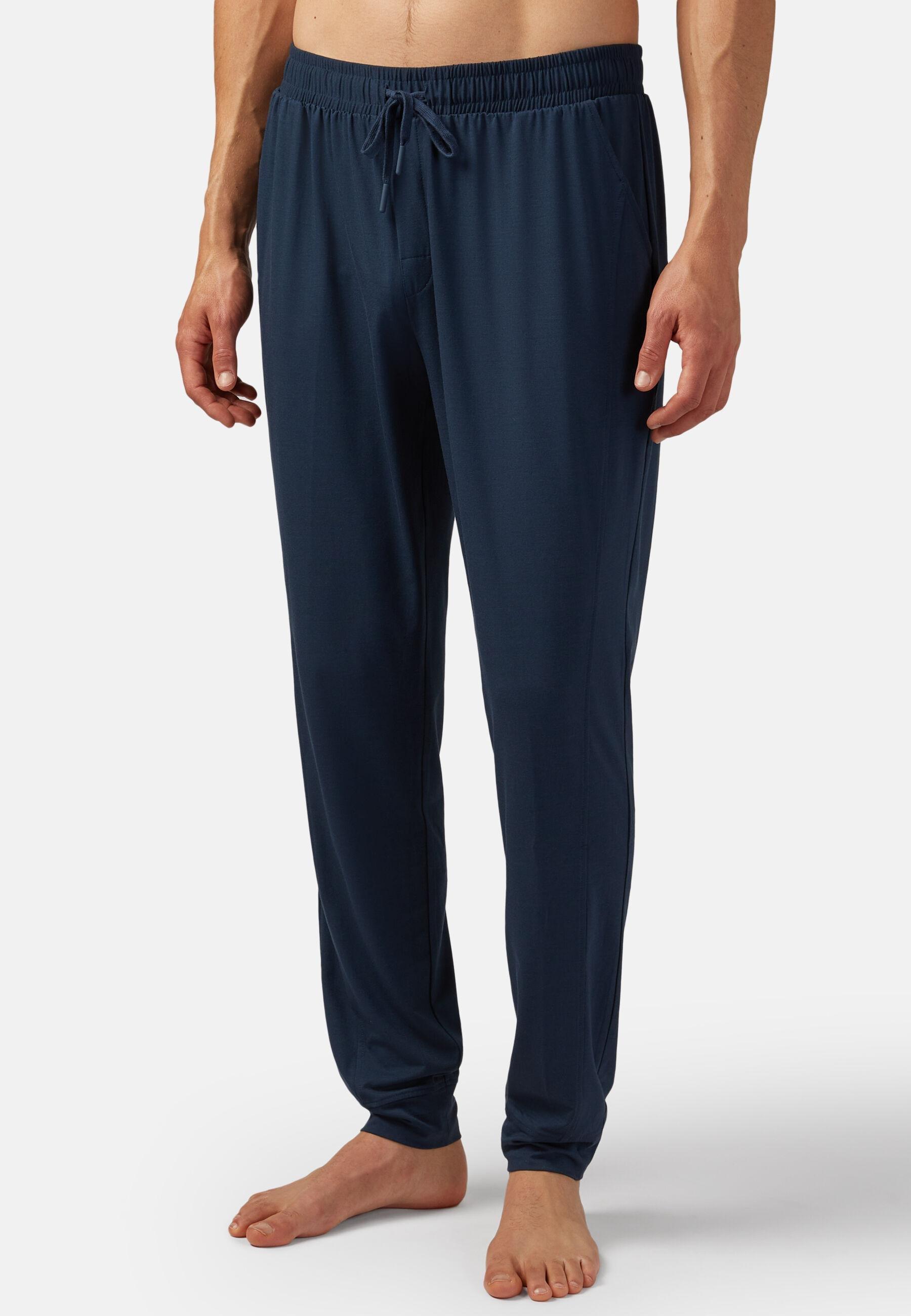 Viscose Blend Pyjama Pants Blue, Navy blue, large image number 4