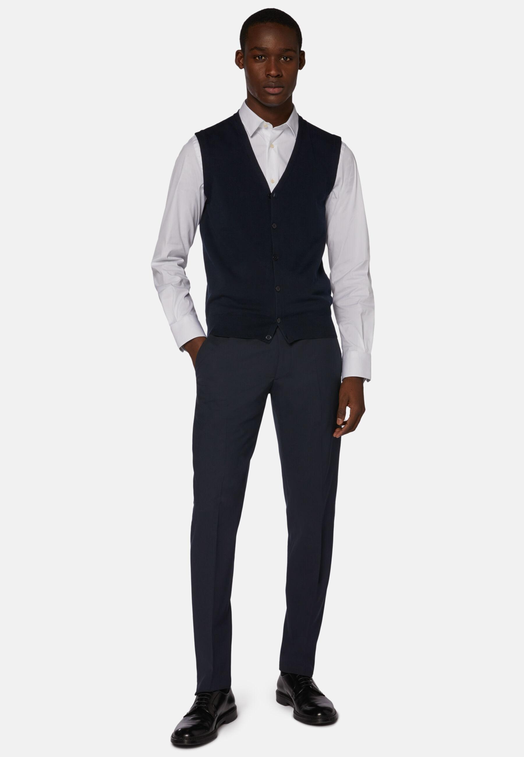 Washable Wool Formal Trousers, Blue, large image number 3