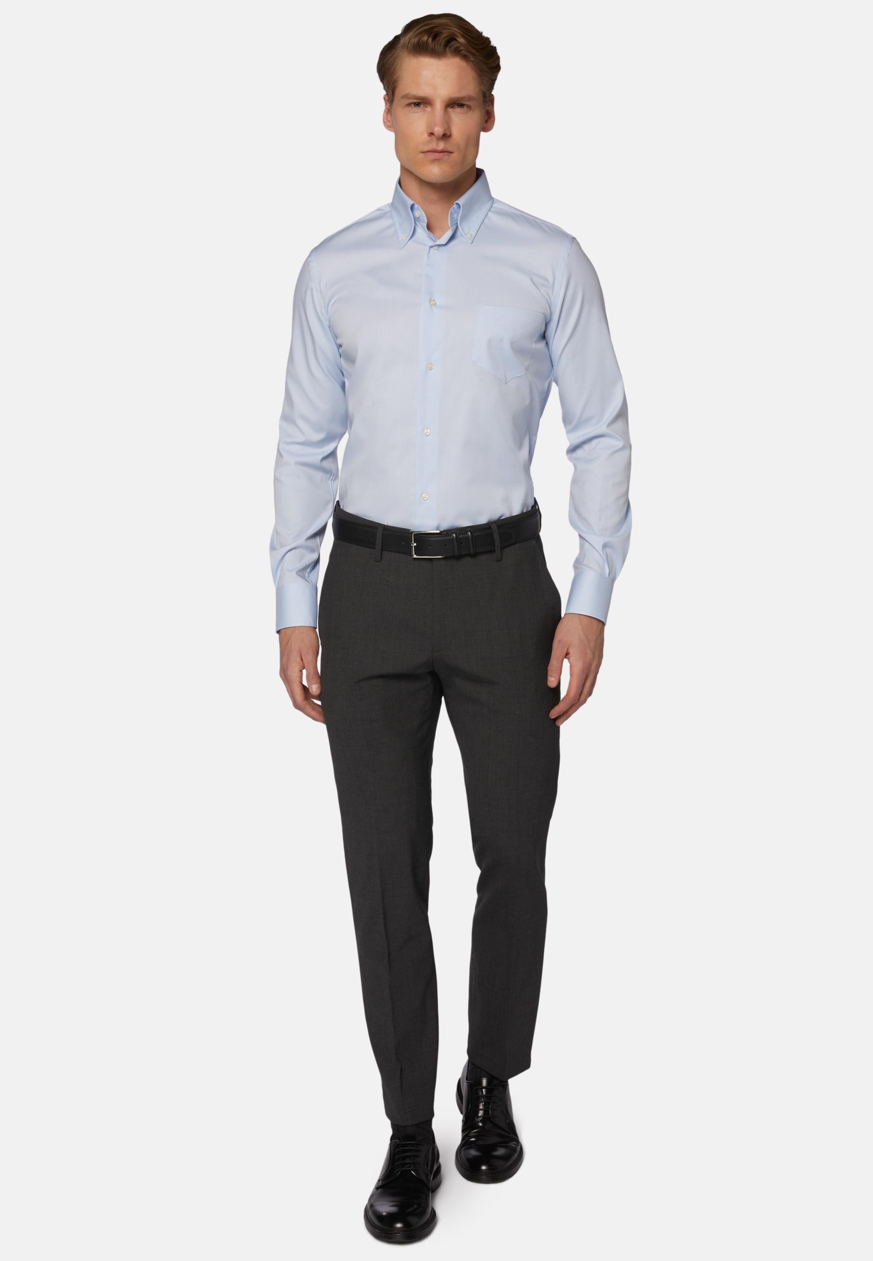 Trousers in Washable Wool Stretch, Charcoal, Charcoal, large image number 0