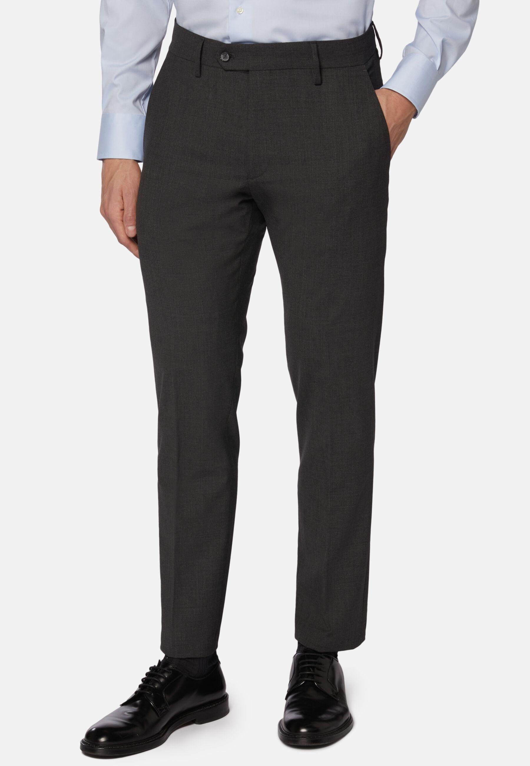 Trousers in Washable Wool Stretch, Charcoal, Charcoal, large image number 1