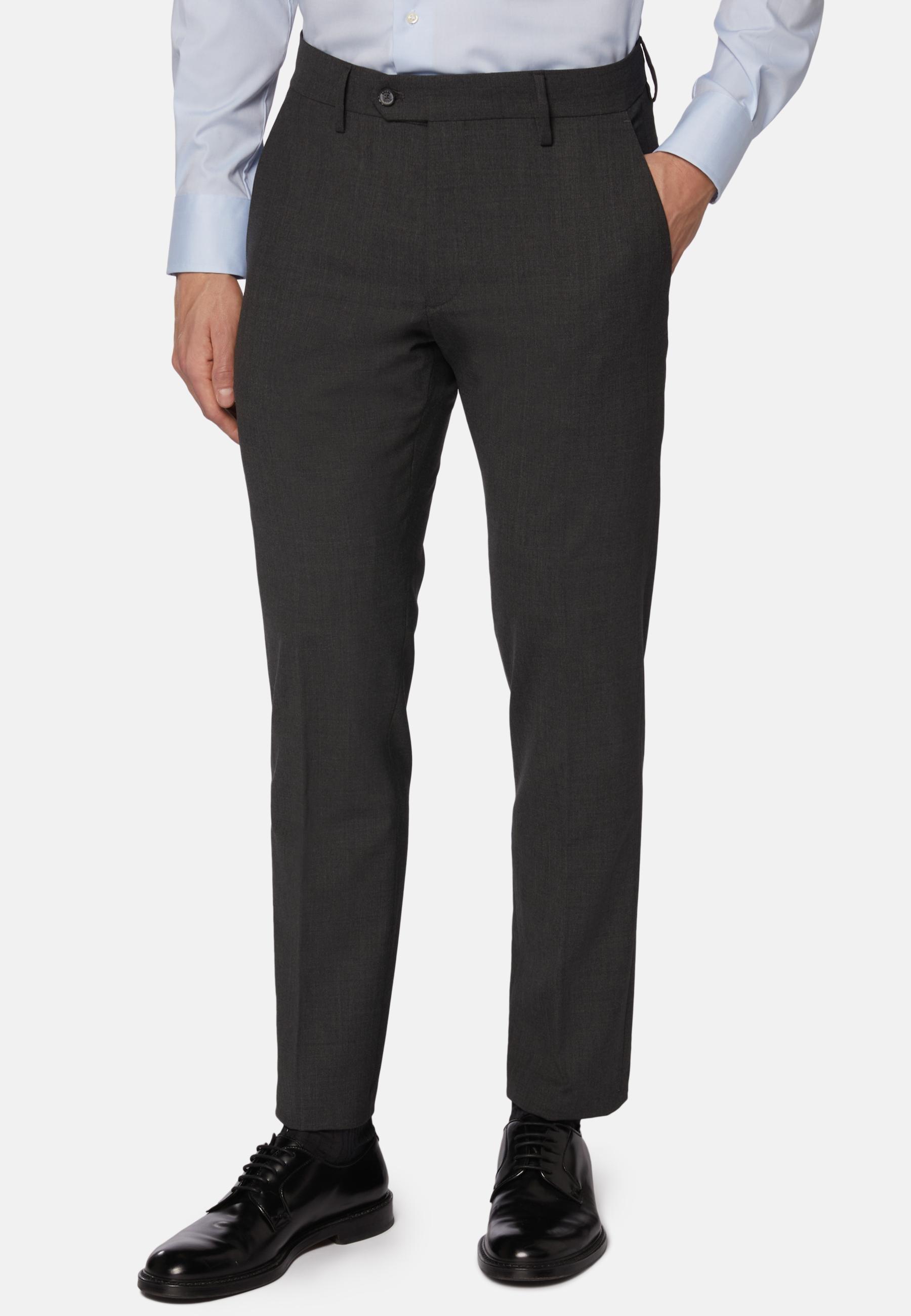 Trousers in Washable Wool Stretch, Charcoal, Charcoal, large image number 3
