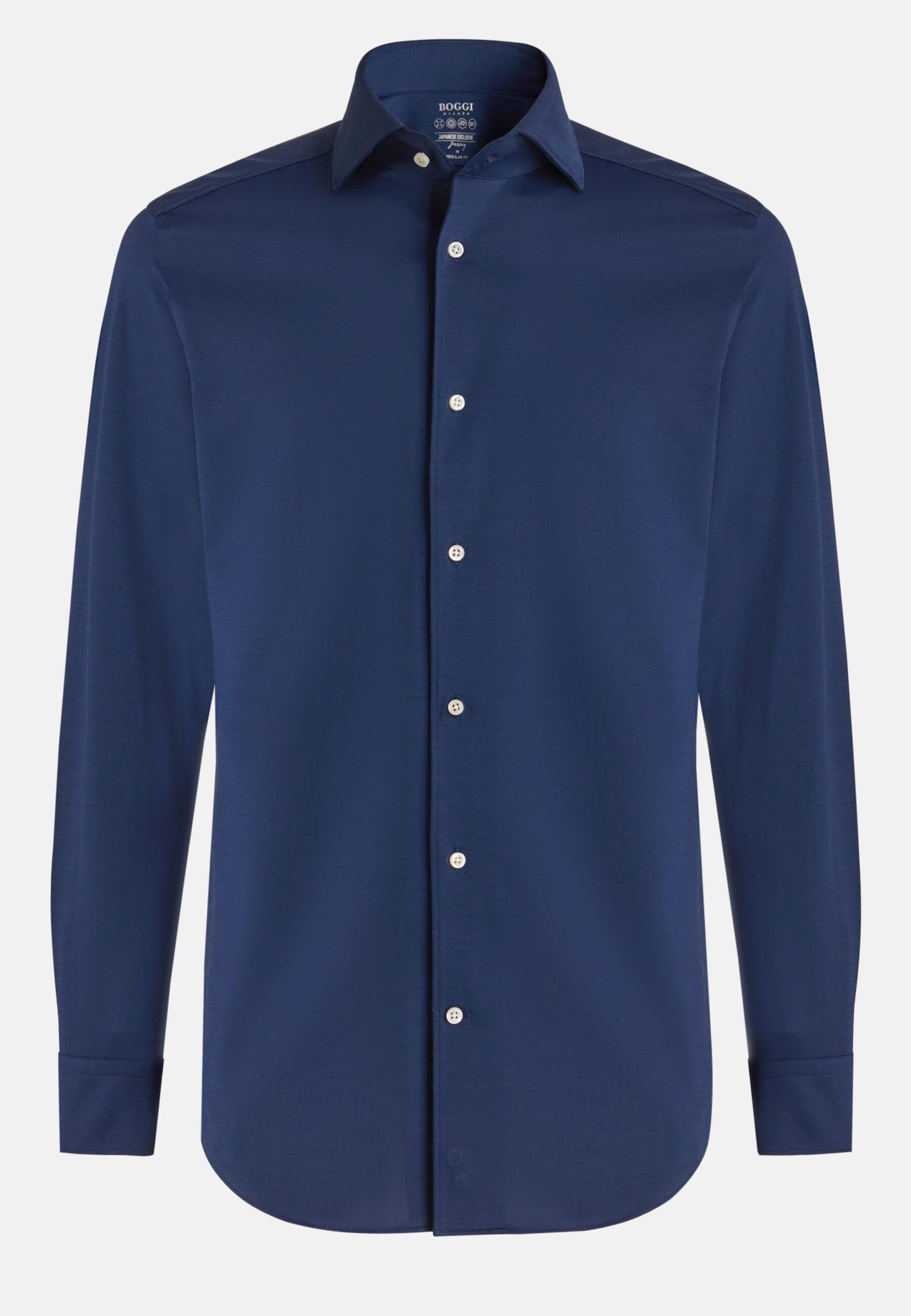 Polo Shirt in Regular Fit Japanese Jersey, Navy Blue, Navy blue, large image number 10