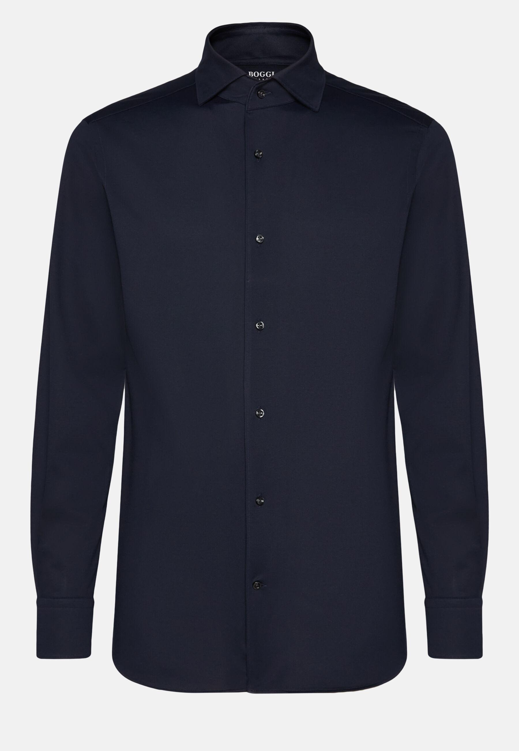 Regular fit japanese jersey polo shirt Blue, DARK NAVY, large image number 9