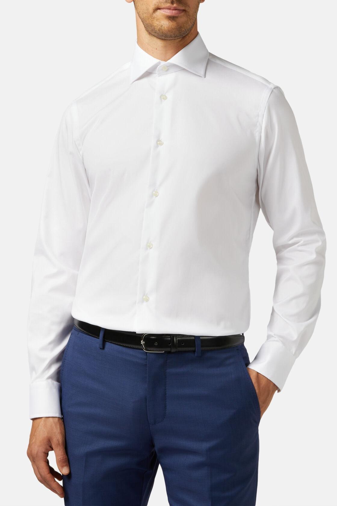 White Slim Fit Cotton Pin Point Shirt, , medium