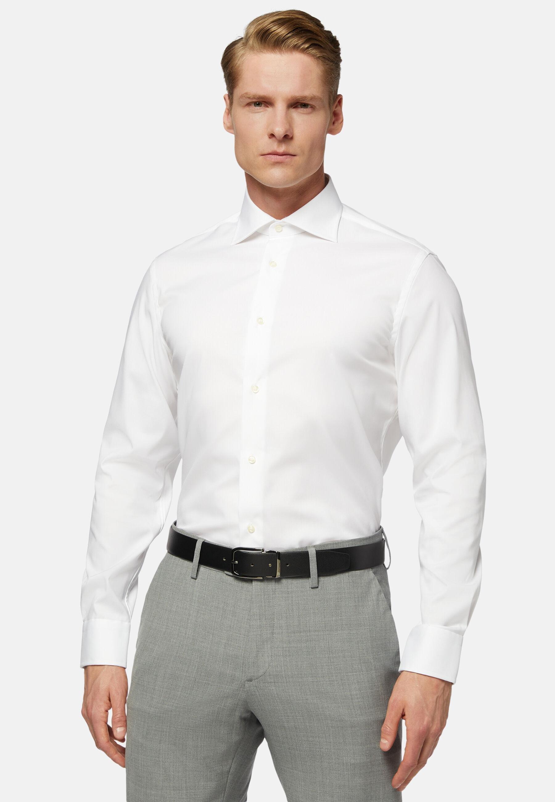 White Slim Fit Cotton Pin Point Shirt White, 3901_WHIT, medium