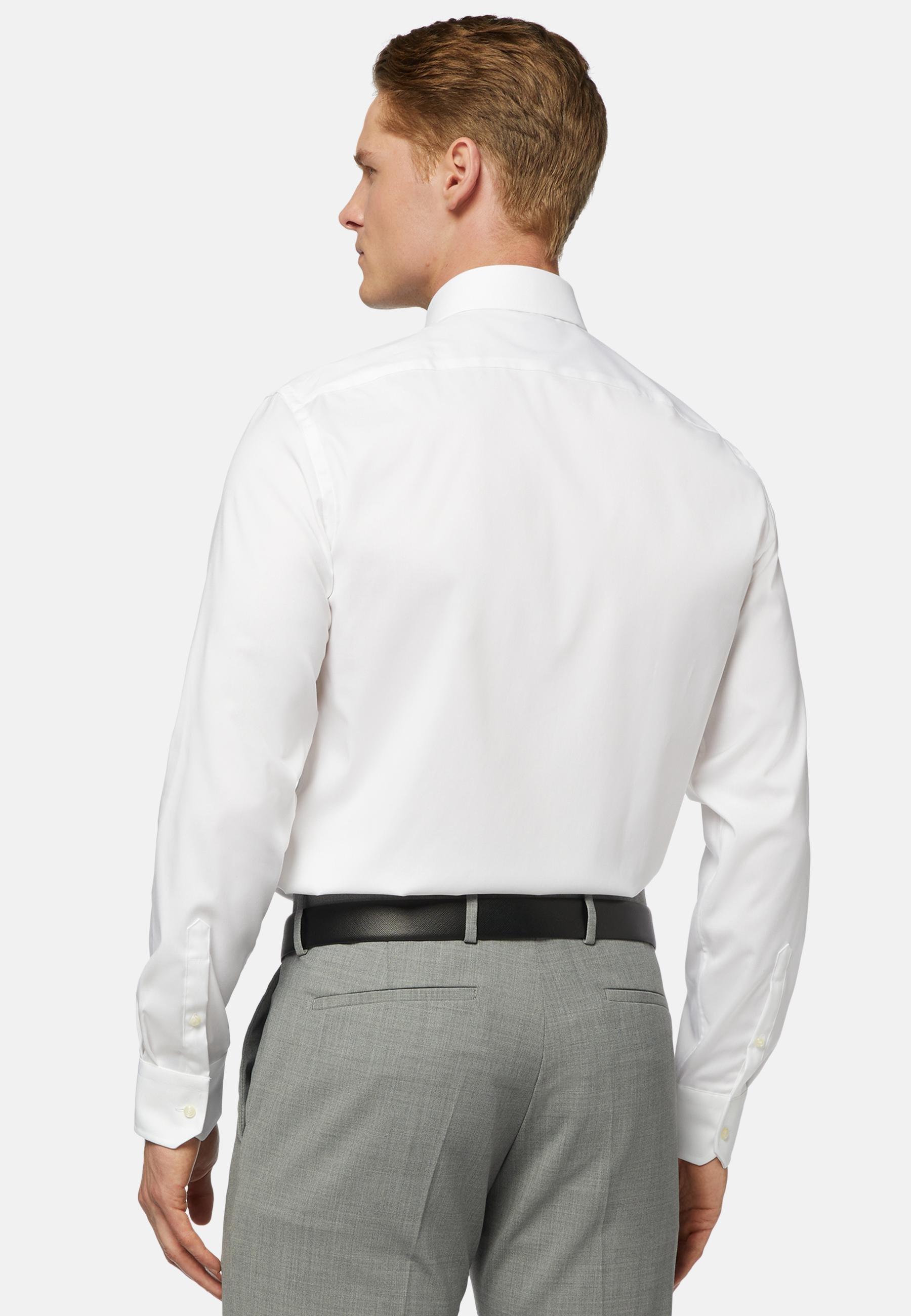 White Slim Fit Cotton Pin Point Shirt, , large image number 3