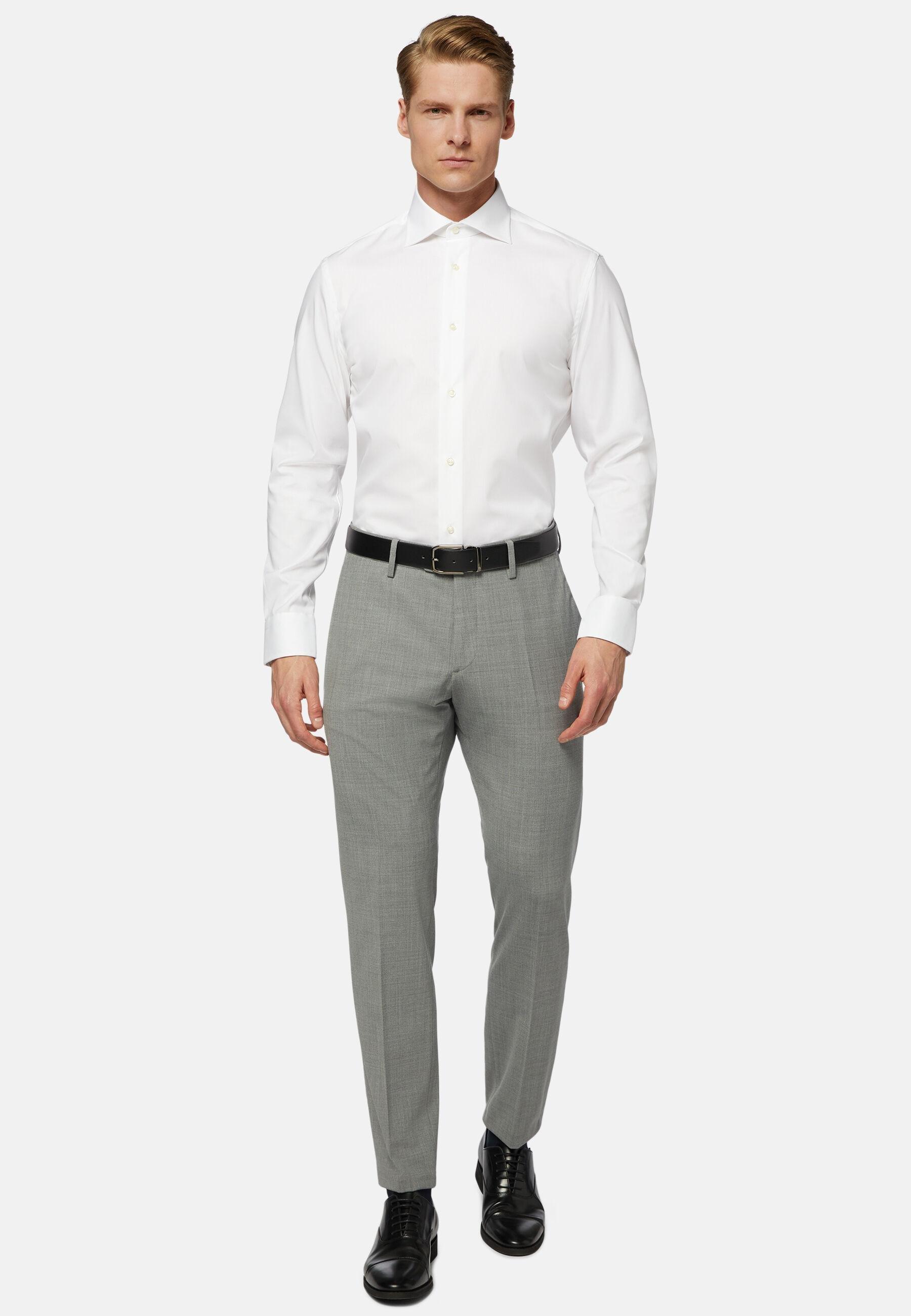 White Slim Fit Cotton Pin Point Shirt White, White, large image number 3