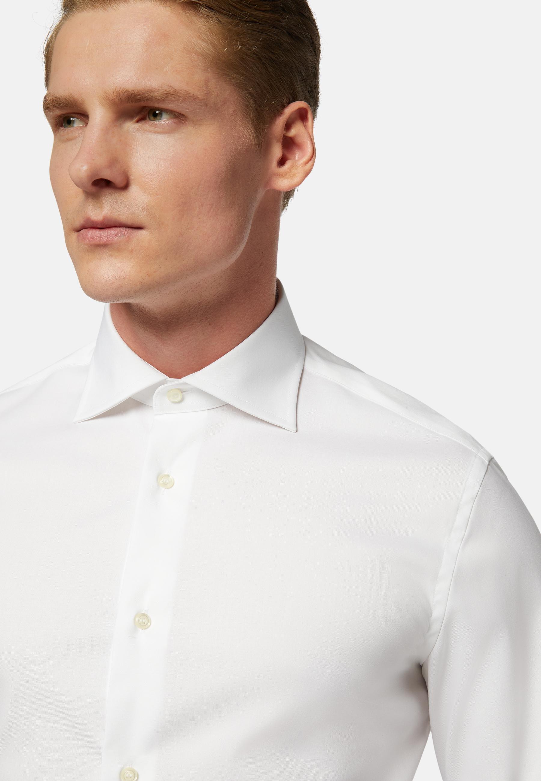 White Slim Fit Cotton Pin Point Shirt, , large image number 5