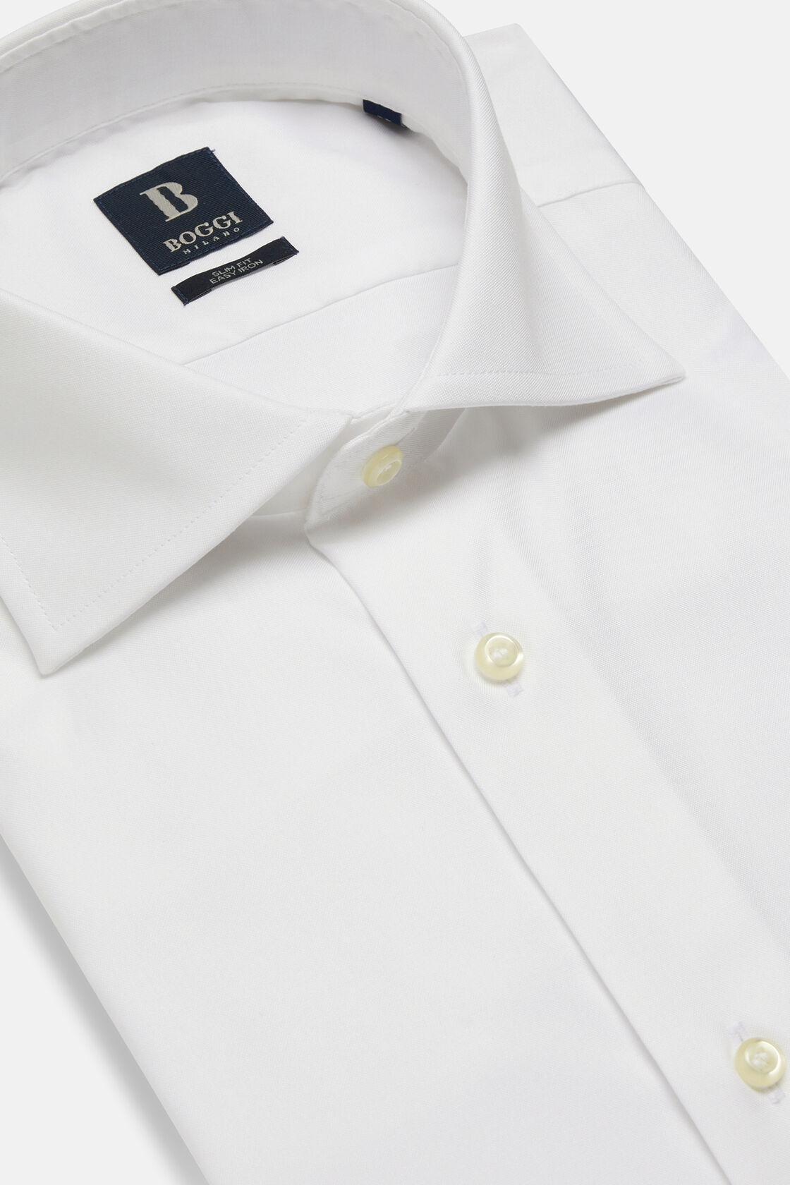 White Slim Fit Cotton Pin Point Shirt, , large image number 7