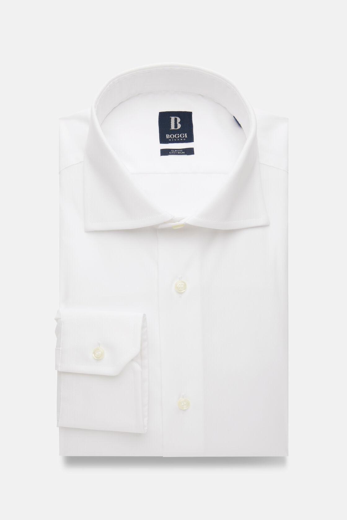 White Slim Fit Cotton Pin Point Shirt White, White, large image number 12