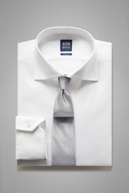 Boggi Milano - White Cotton Pin Point Regular Fit Shirt