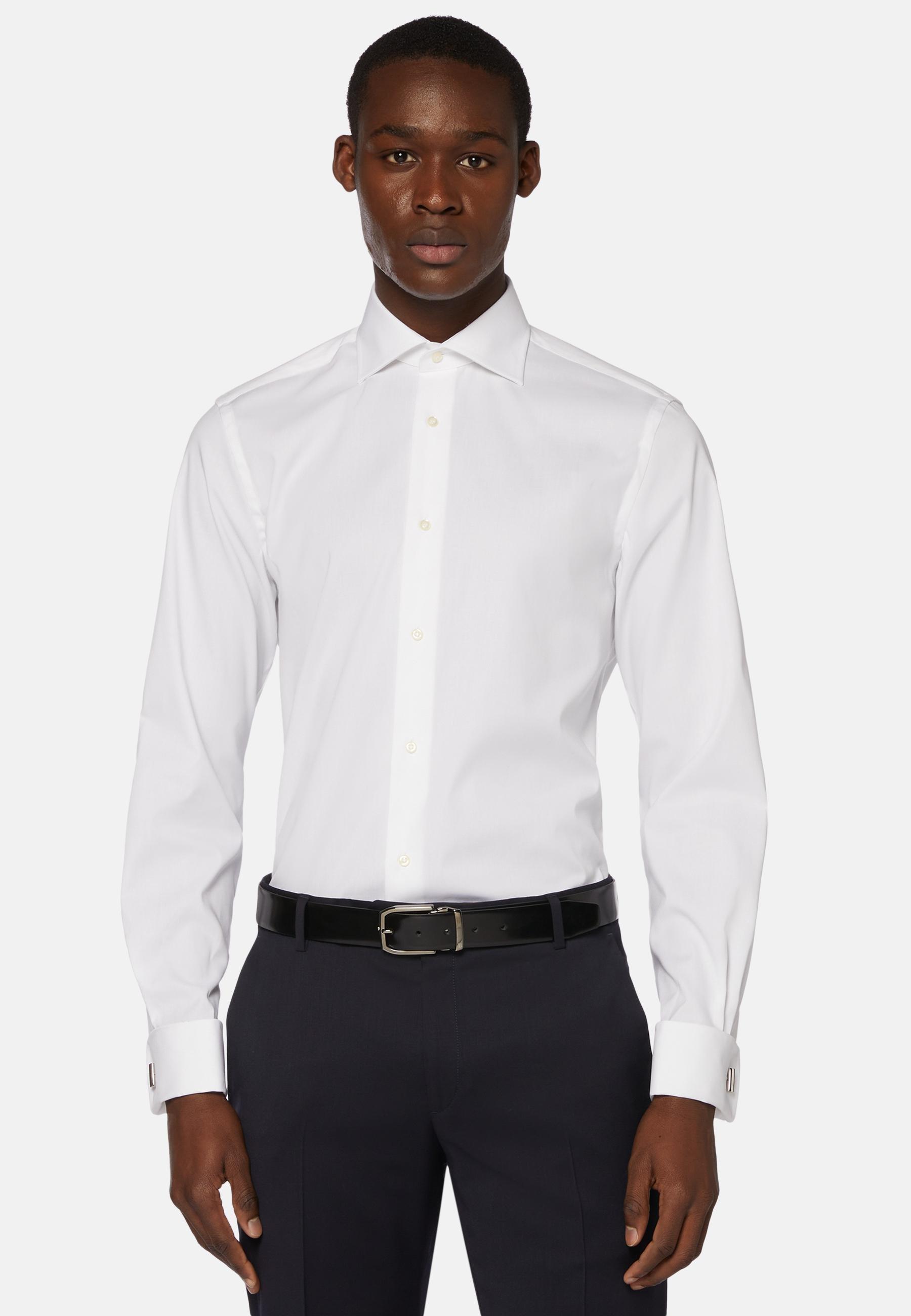 White Stretch Windsor Collar Shirt, , large image number 0