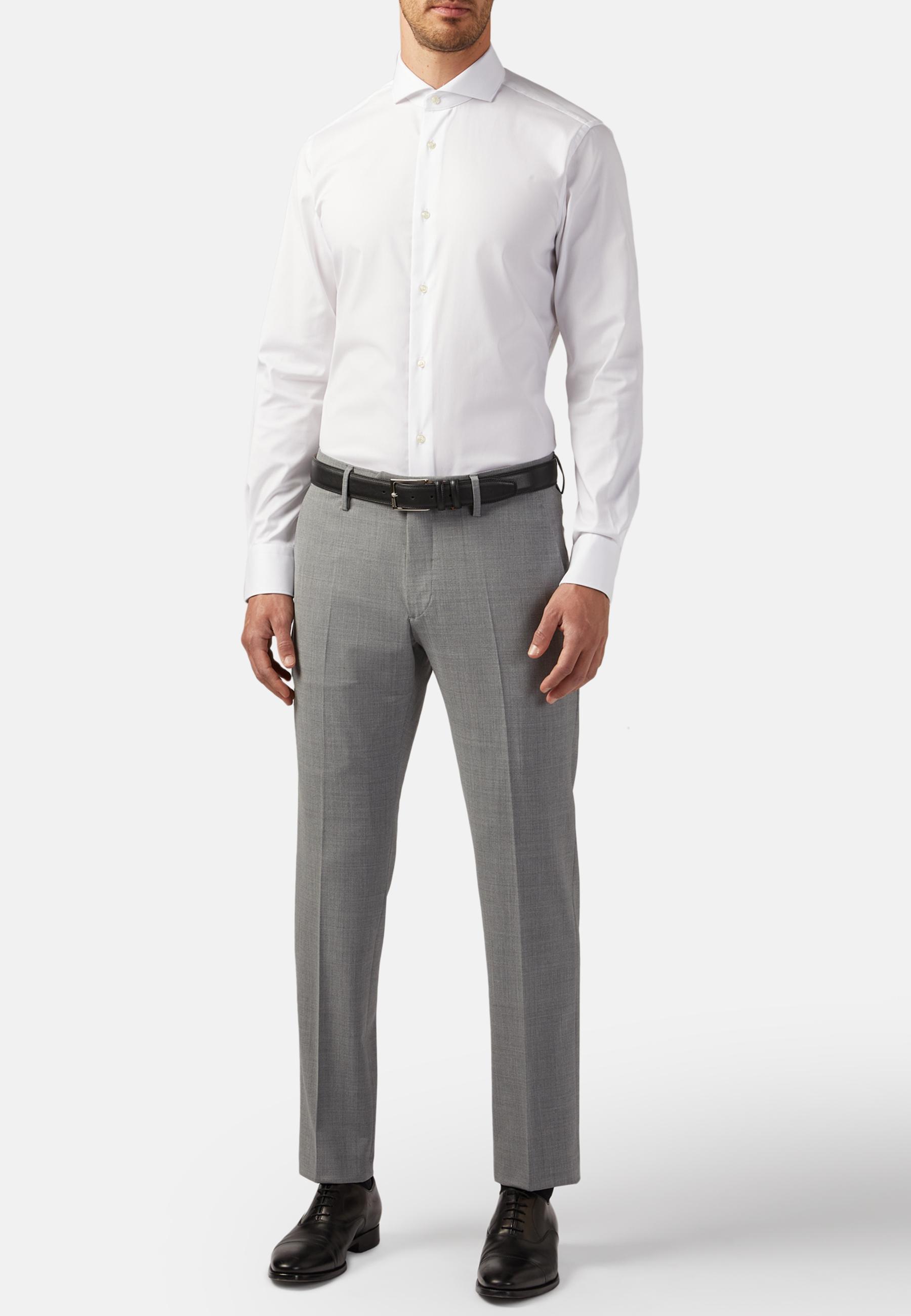 White slim fit cotton pin point shirt White, White, medium