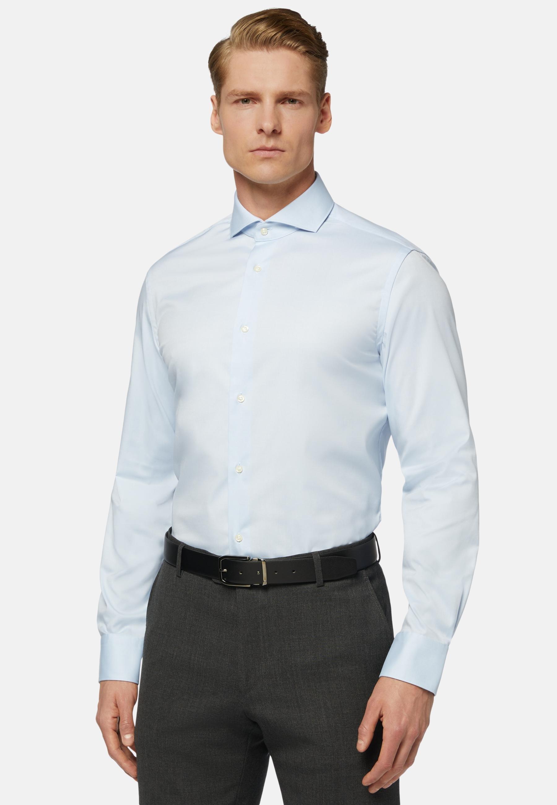 Stretch p.point napoli collar shirt slim fit Blue, , large image number 0