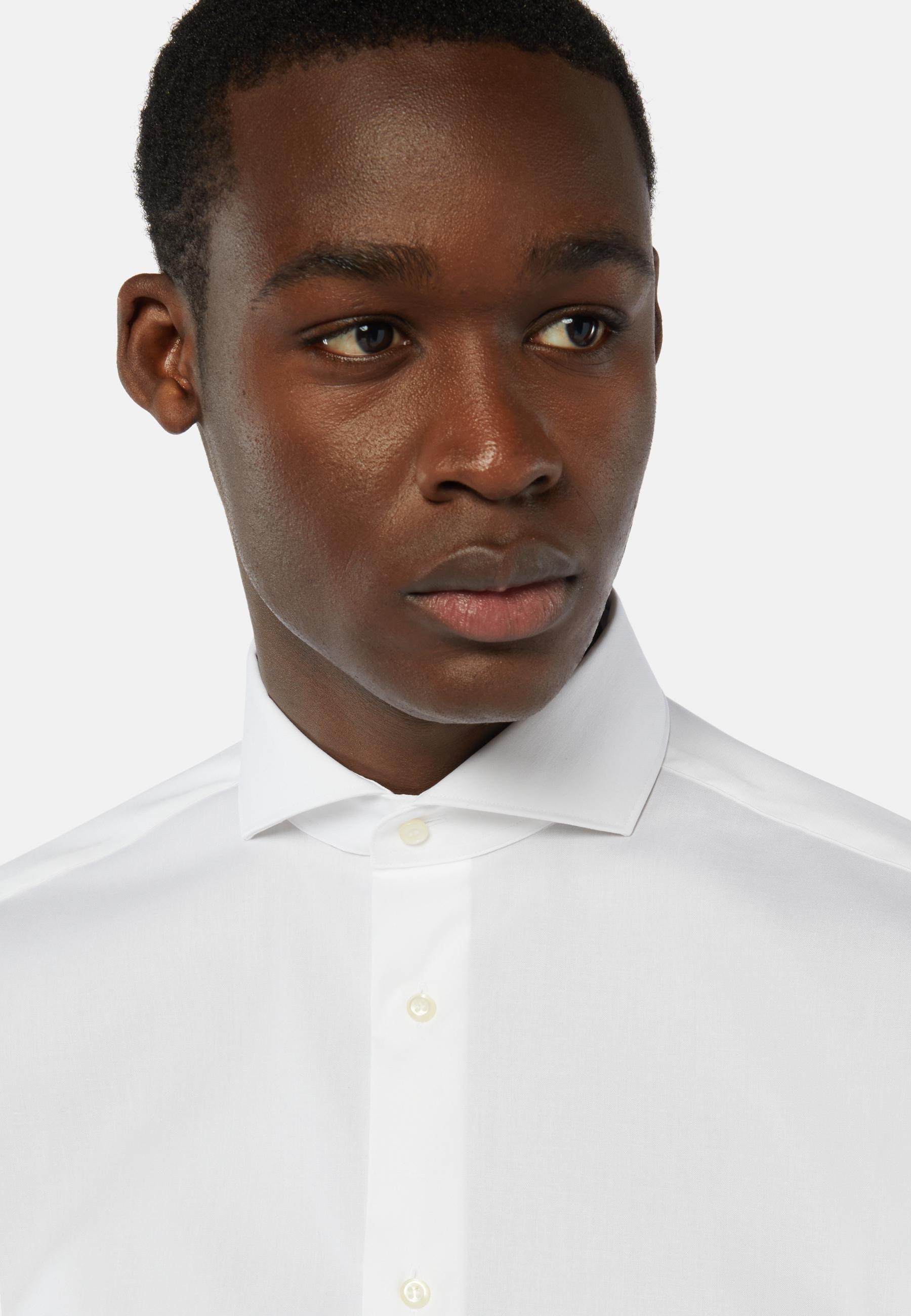 White Stretch P.Point Napoli Collar Shirt, 3901_WHIT, large image number 1