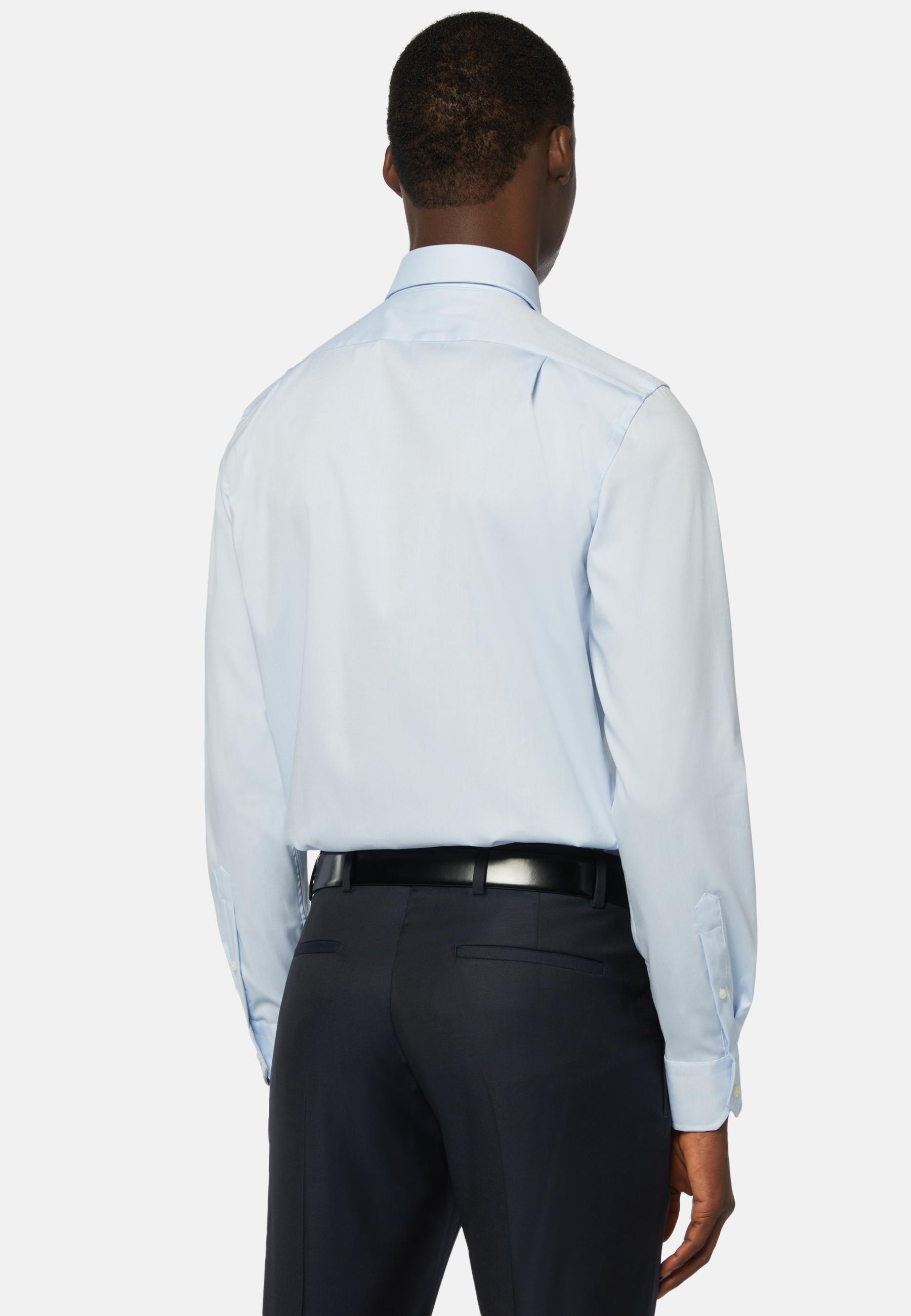 Blue Stretch Napoli Collar Shirt, , large image number 2