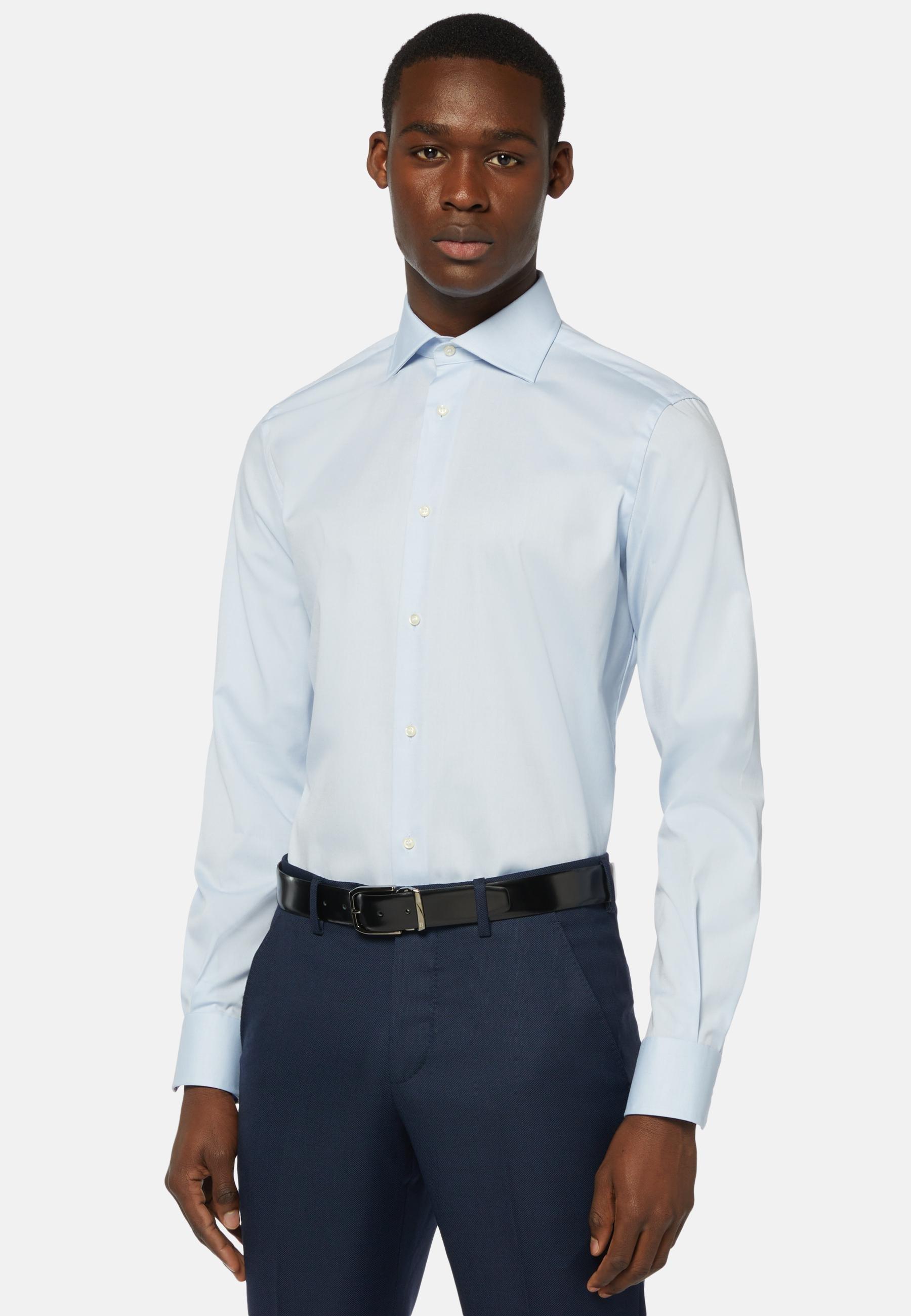 Stretch p.point windsor collar shirt reg fit long Blue, , large image number 0