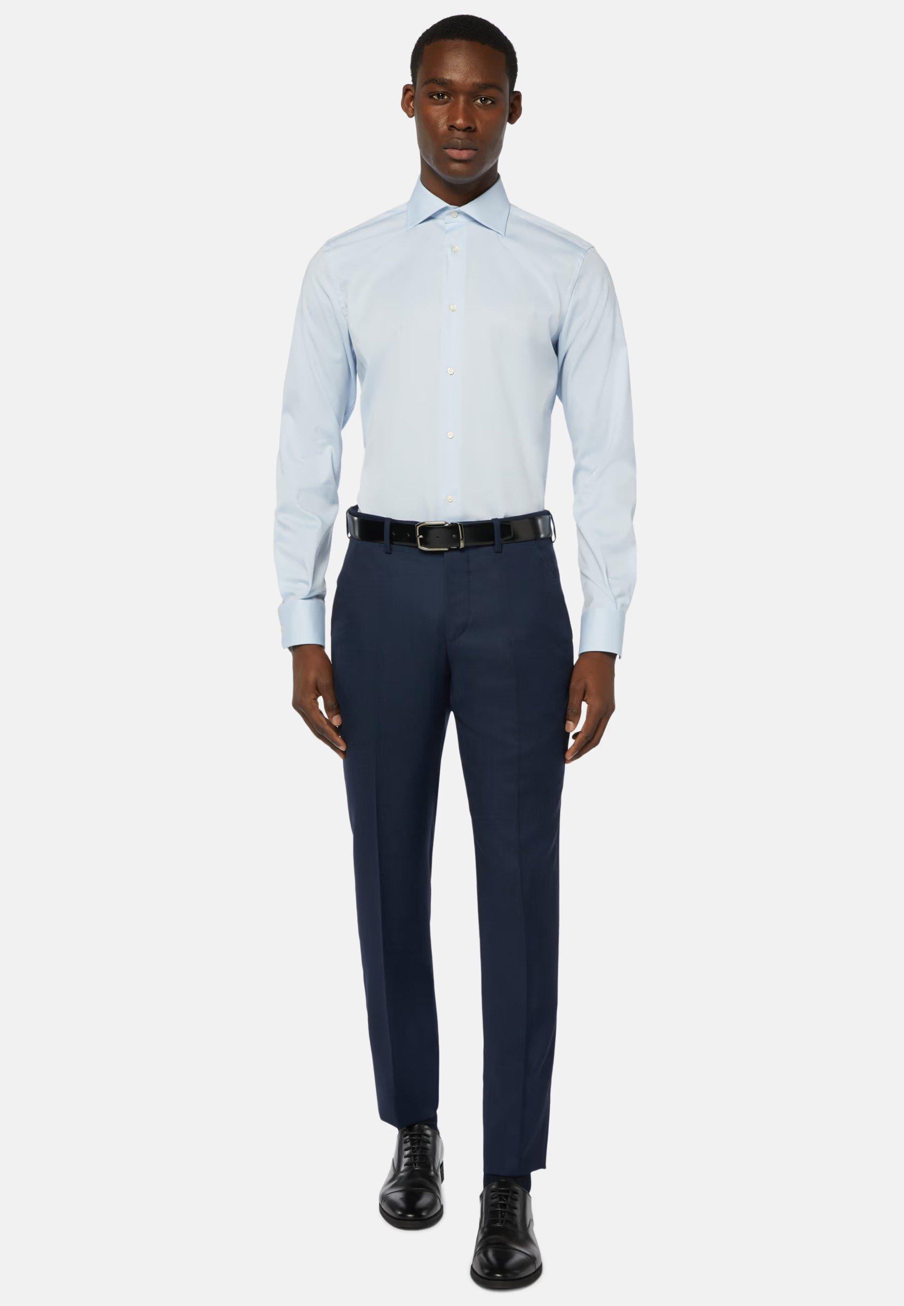 Stretch p.point windsor collar shirt reg fit long Blue, , large image number 1