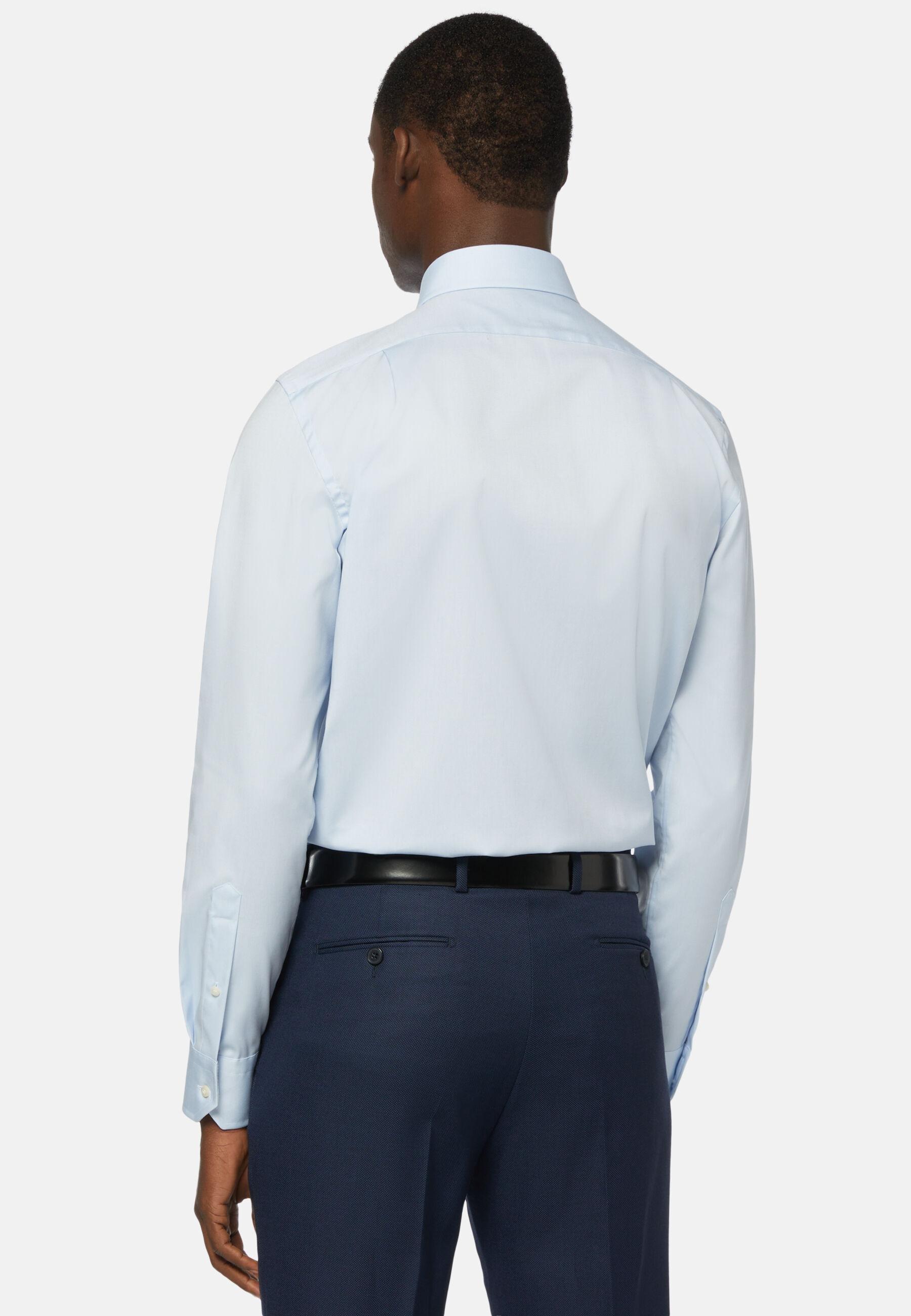 Stretch p.point windsor collar shirt reg fit long Blue, Light Blue, large image number 3