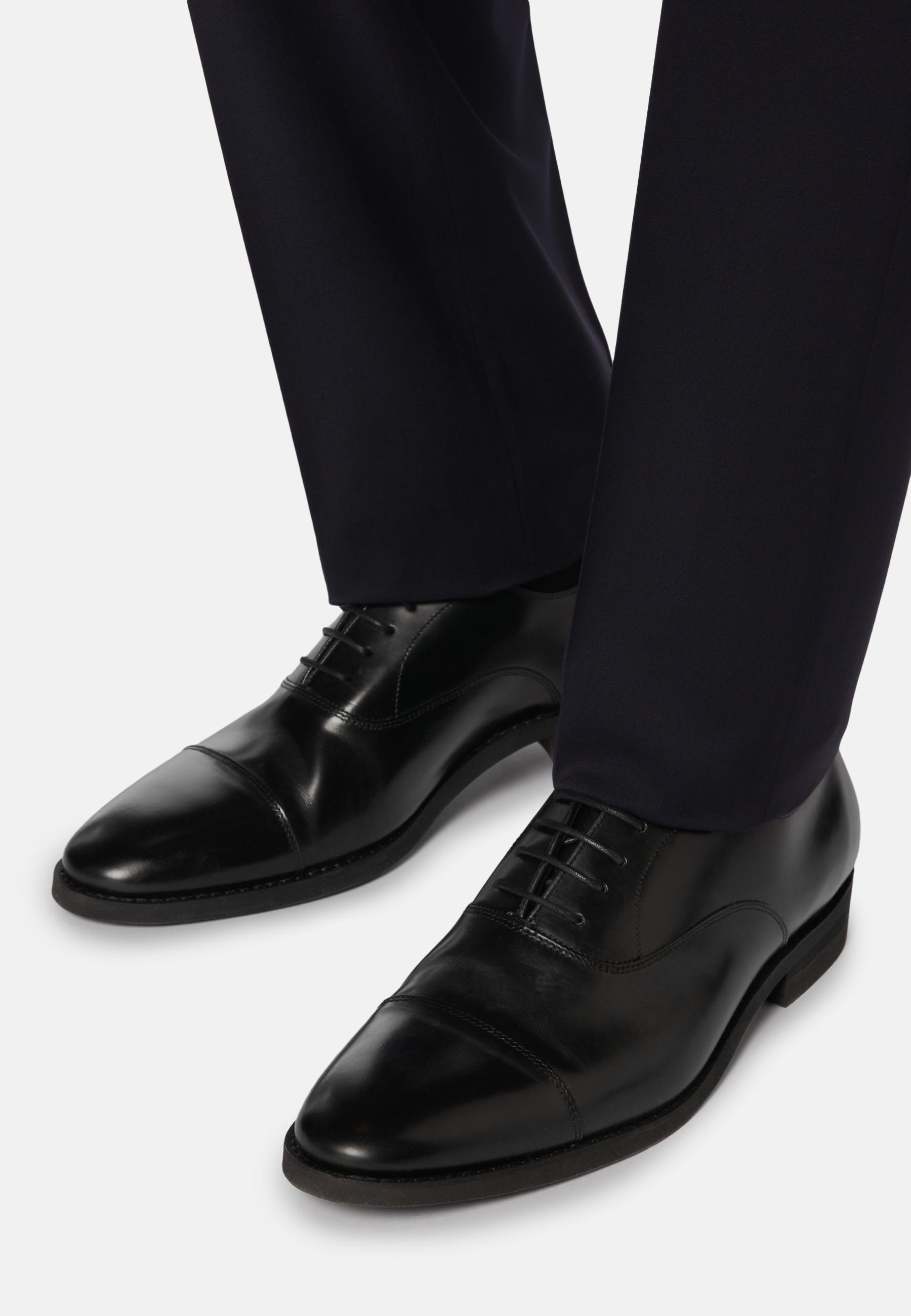 Black Leather Oxford Shoes, , large image number 0