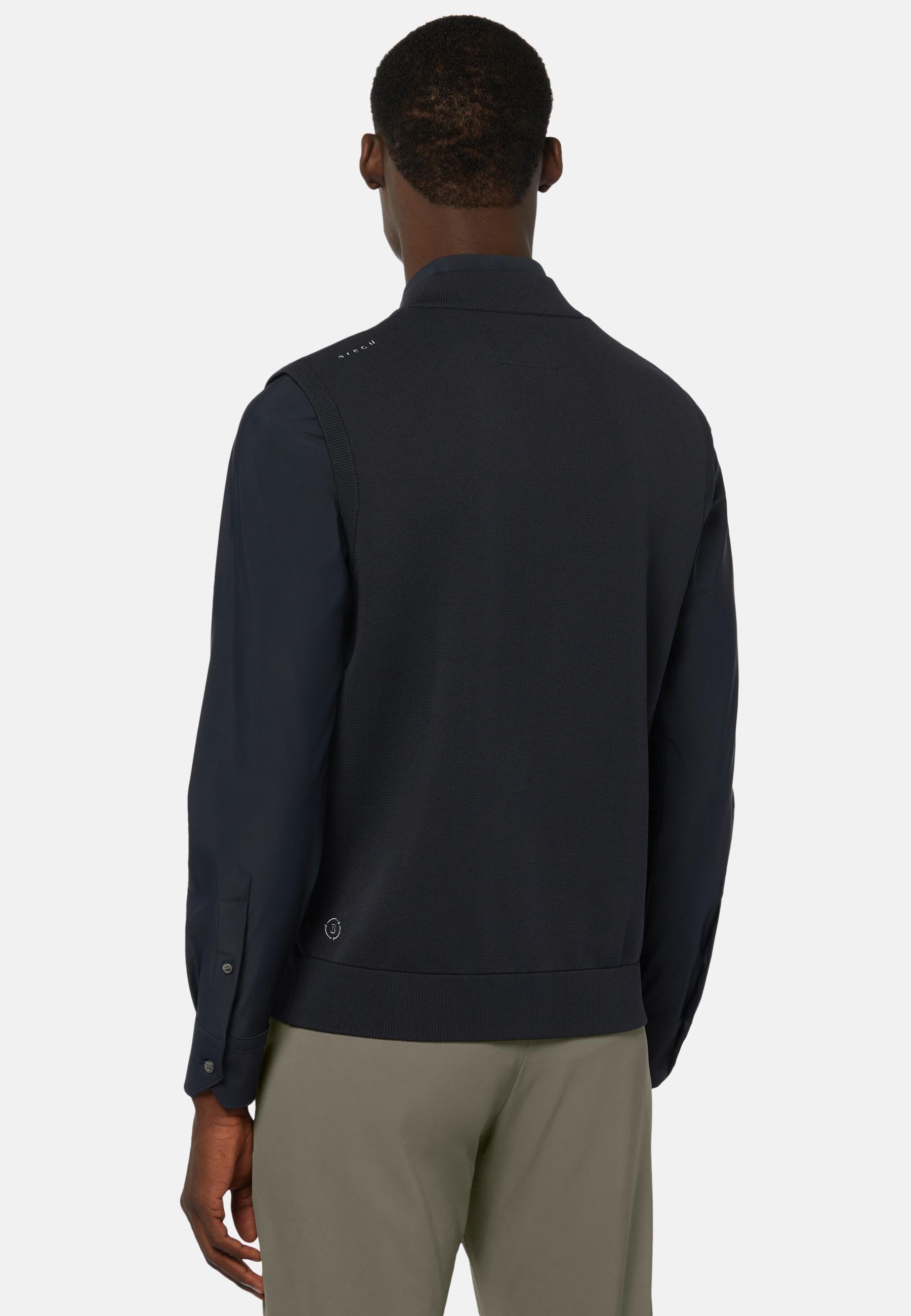 Recycled And Technical Jersey Waistcoat Navy, , large image number 1