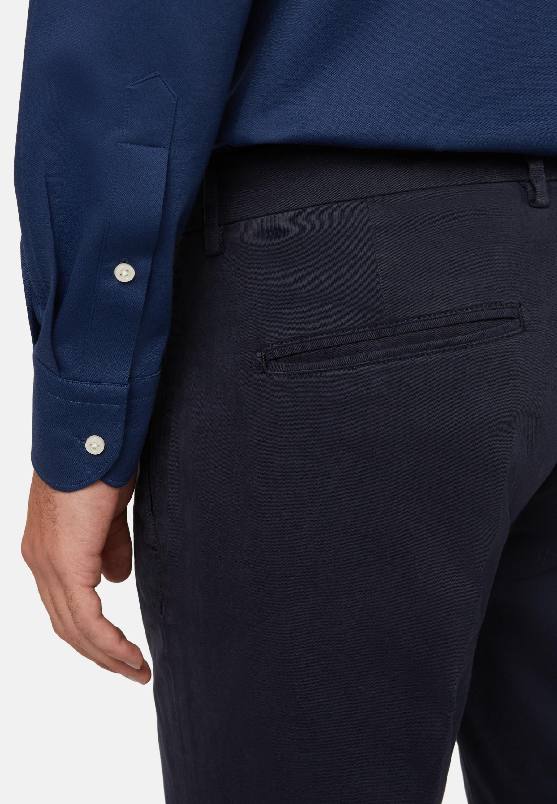 Blue Stretch Cotton Trousers, , large image number 3