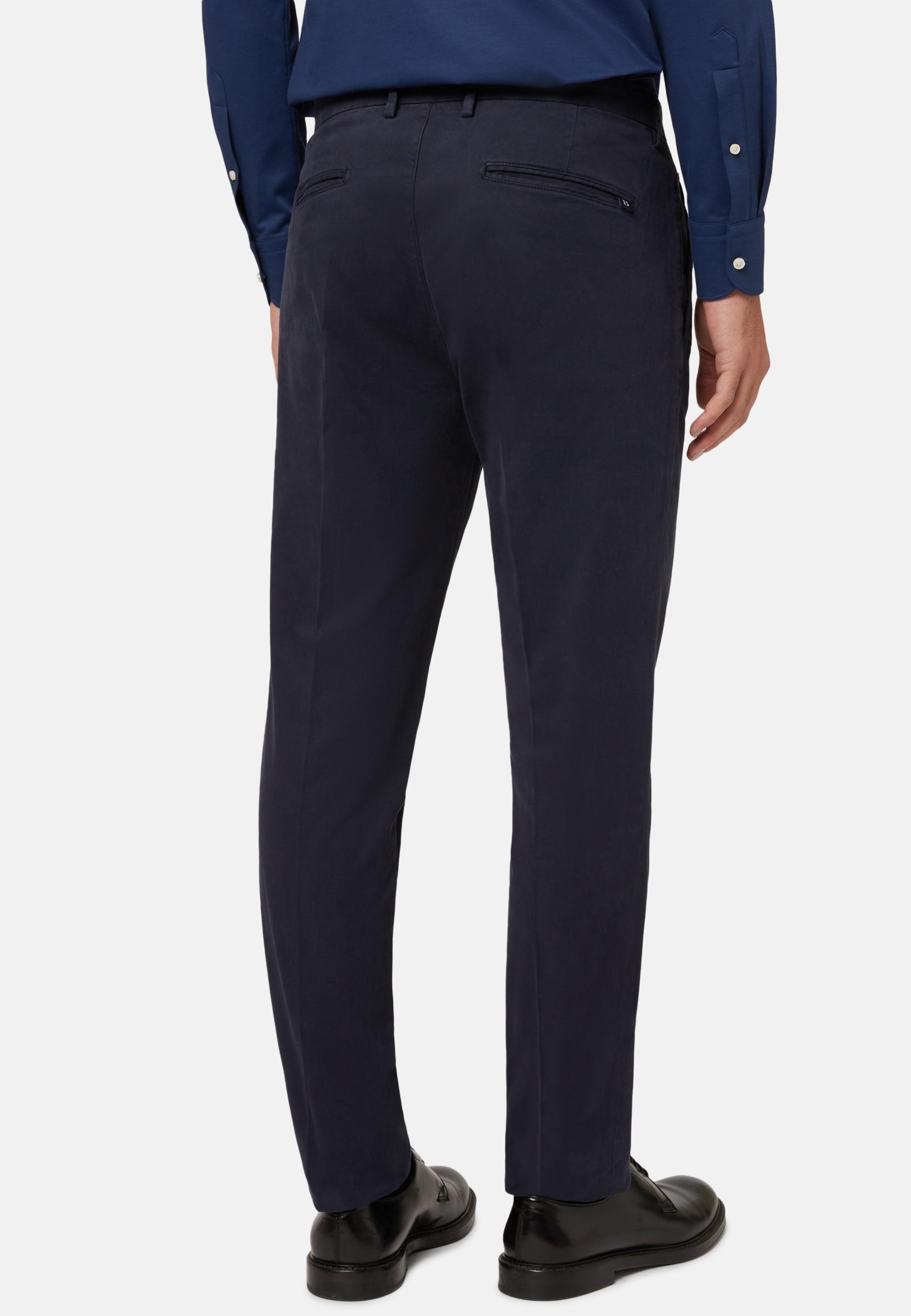 Stretch Cotton Trousers Blue, Navy blue, large image number 4