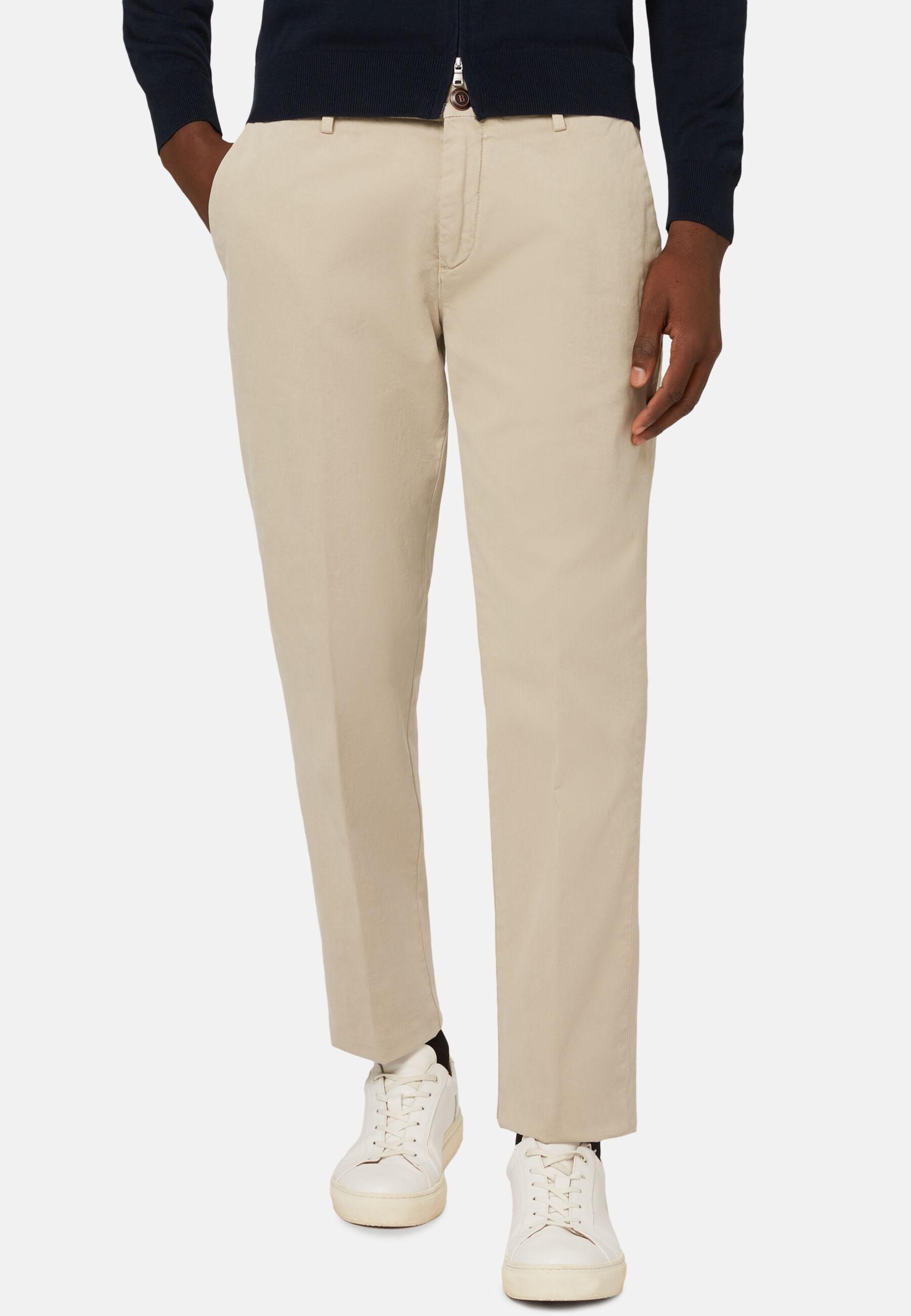 Trousers in Stretch Cotton, Beige, Beige, large image number 1